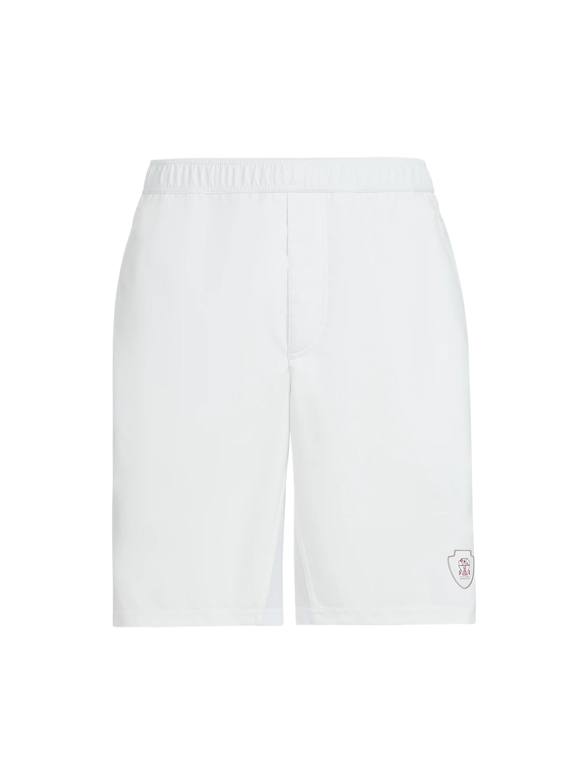 Brunello Cucinelli Men's Nylon Shorts with Logo - Off White