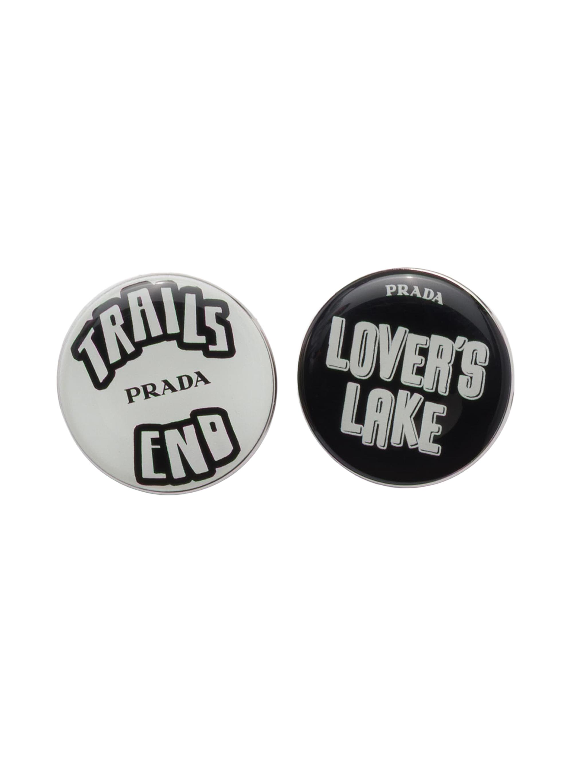 Prada Women's Enameled Metal Brooches - White Black