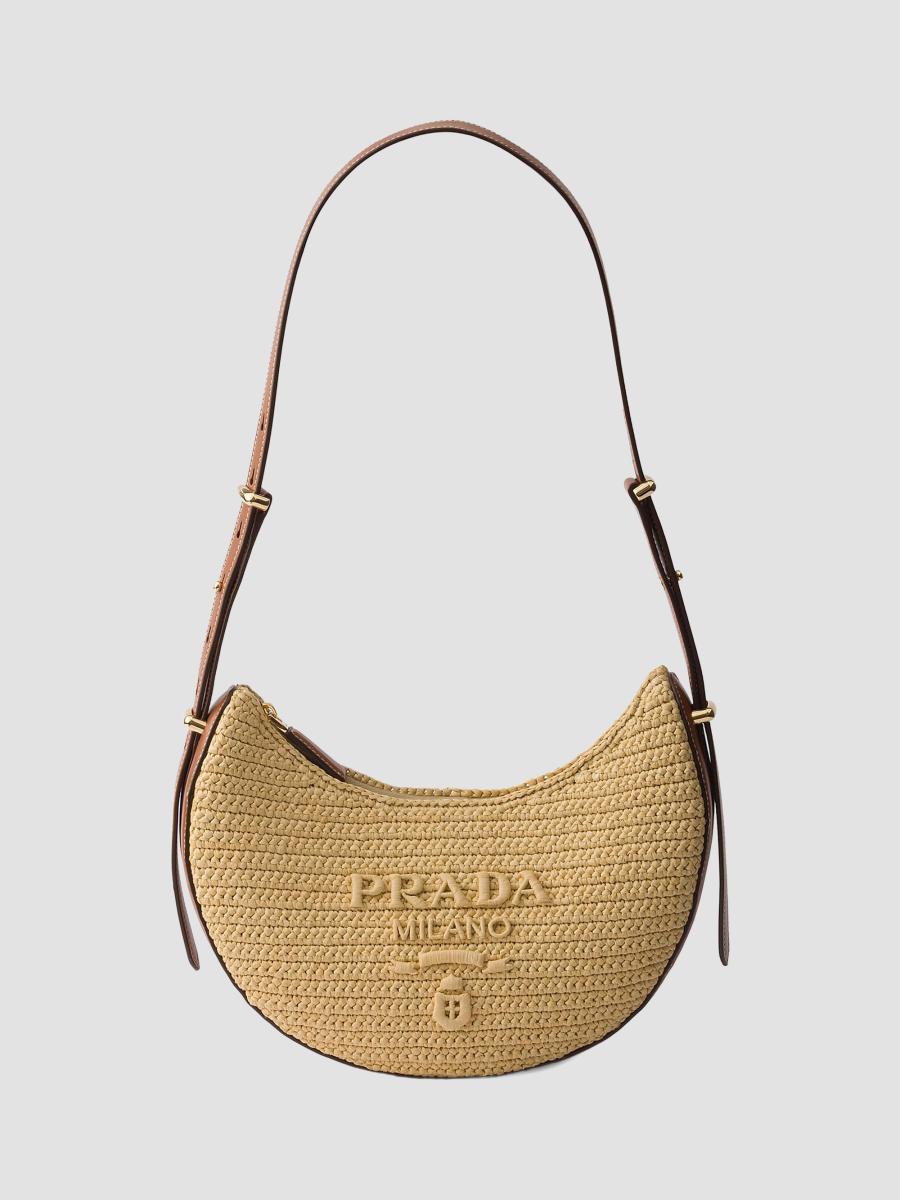 Prada Arqué Small Crochet and Leather Hobo Bag | Saks Fifth Avenue