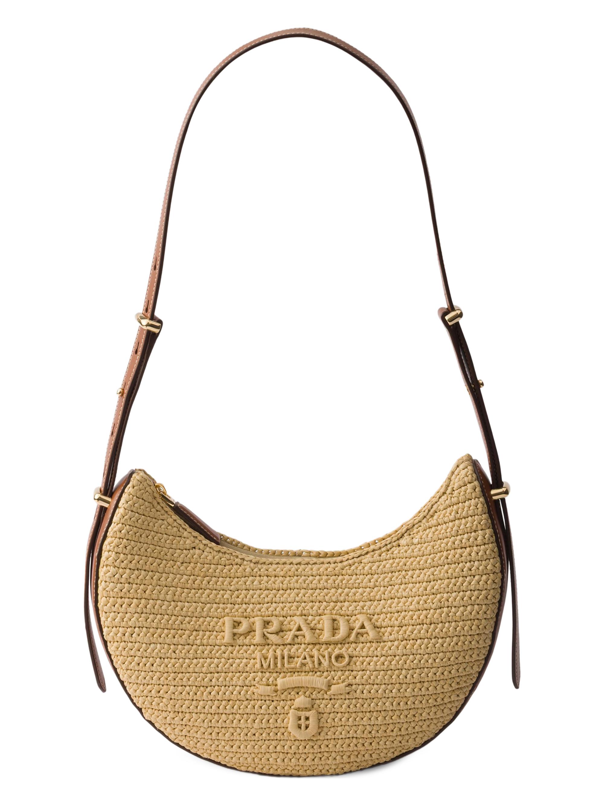 Prada Women's Arqué  Crochet and Leather Hobo Bag - Beige Khaki