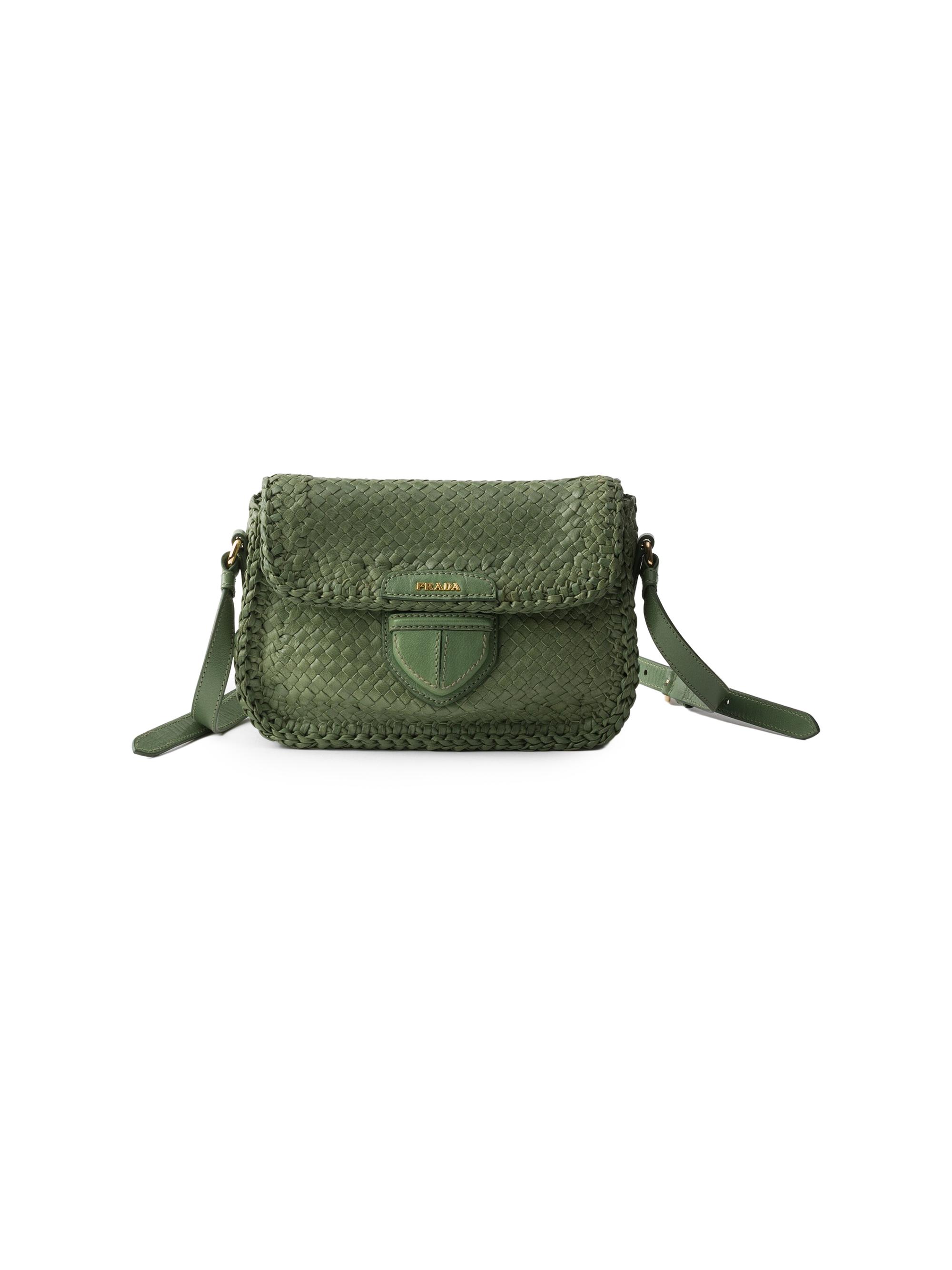 Prada Women's Woven Leather Mini Shoulder Bag - White