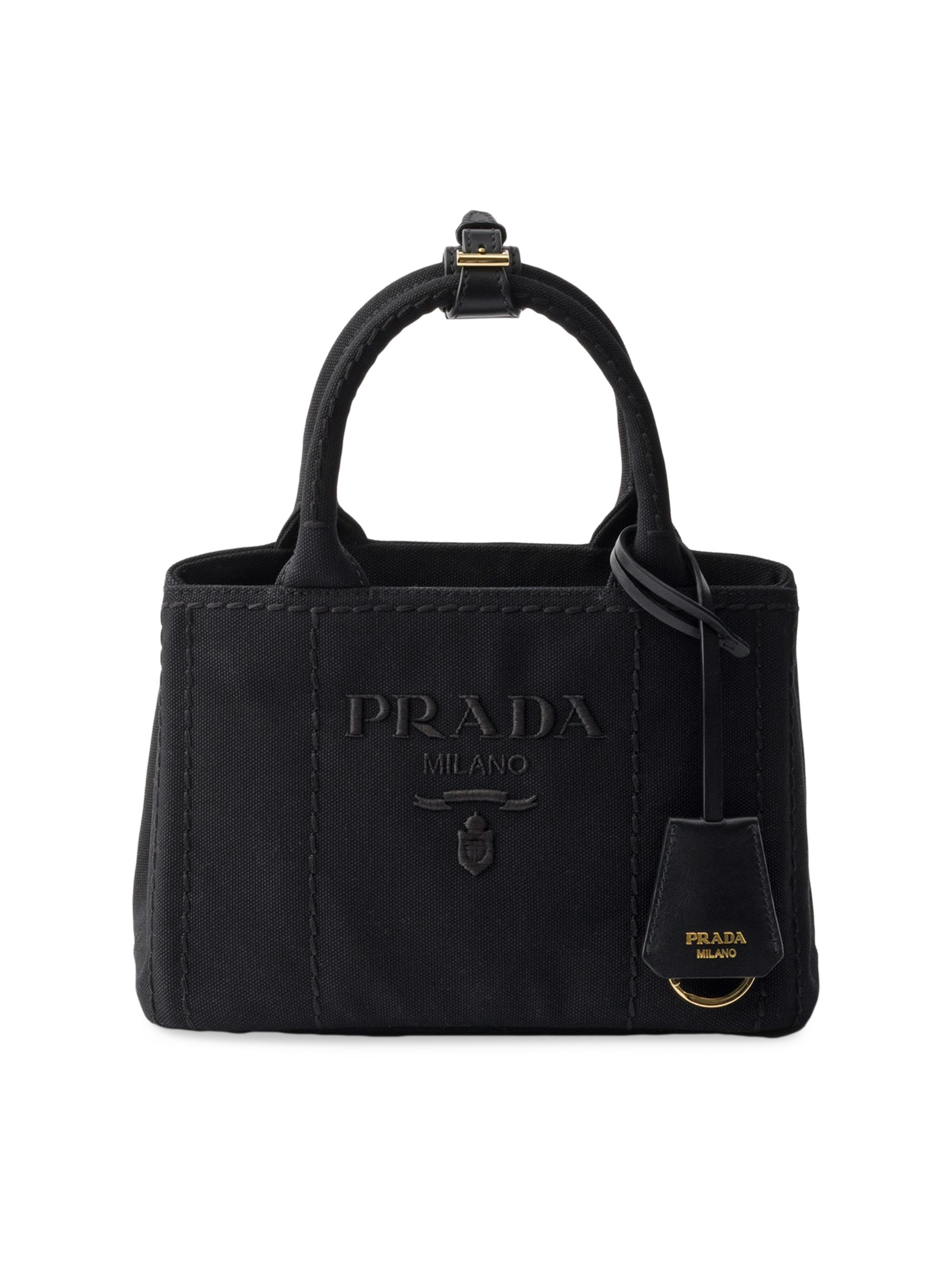 Prada Jardiniere Mini Cotton Canvas Top Handle Bag | Saks Fifth Avenue