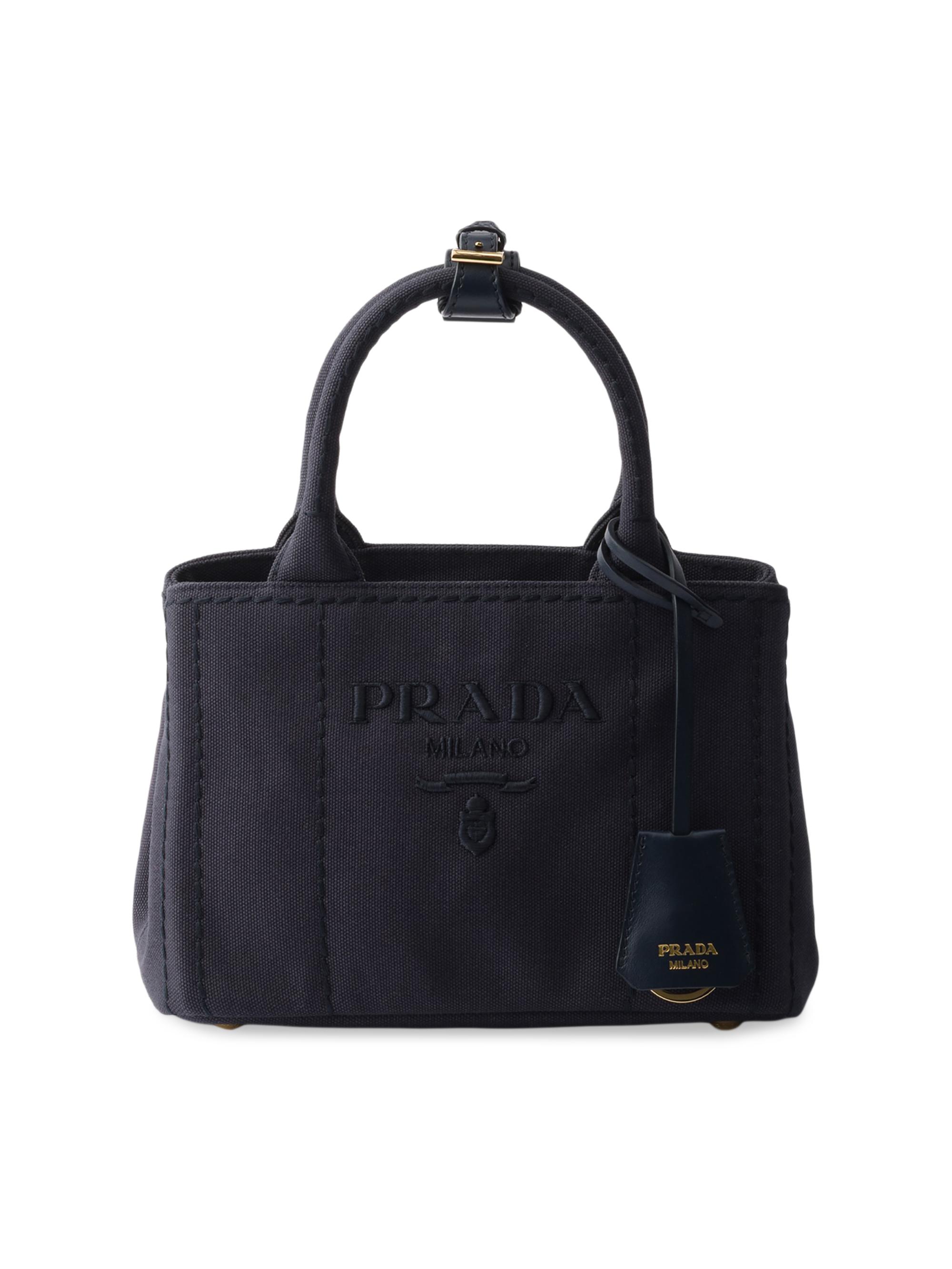Prada Women's Jardinière Cotton Canvas Mini Top Handle Bag - Blue