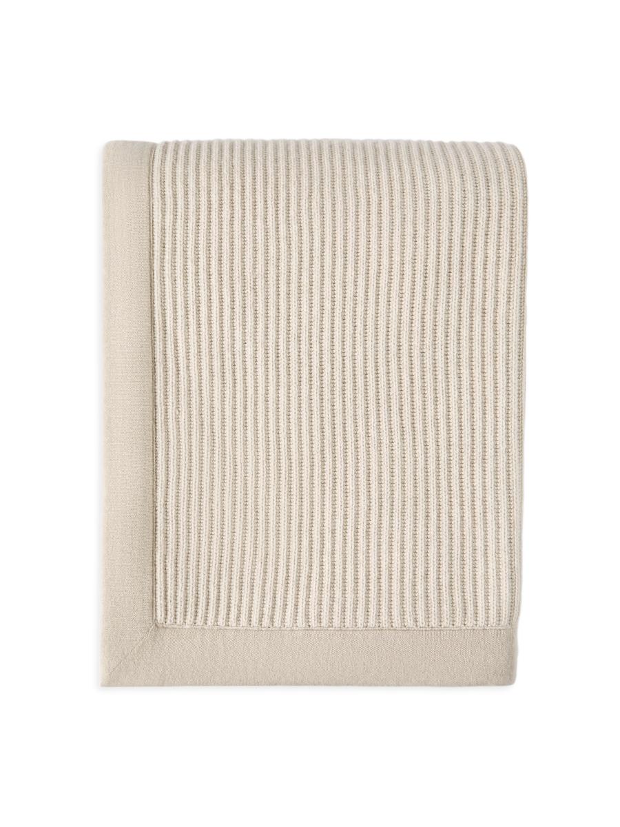 Brunello Cucinelli Cashmere Half English Rib Knit Throw In Neutral