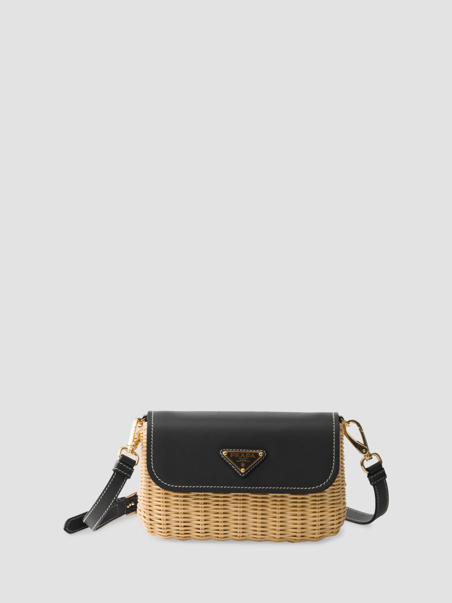 Prada Small Wicker and Leather Shoulder Bag | Saks Fifth Avenue