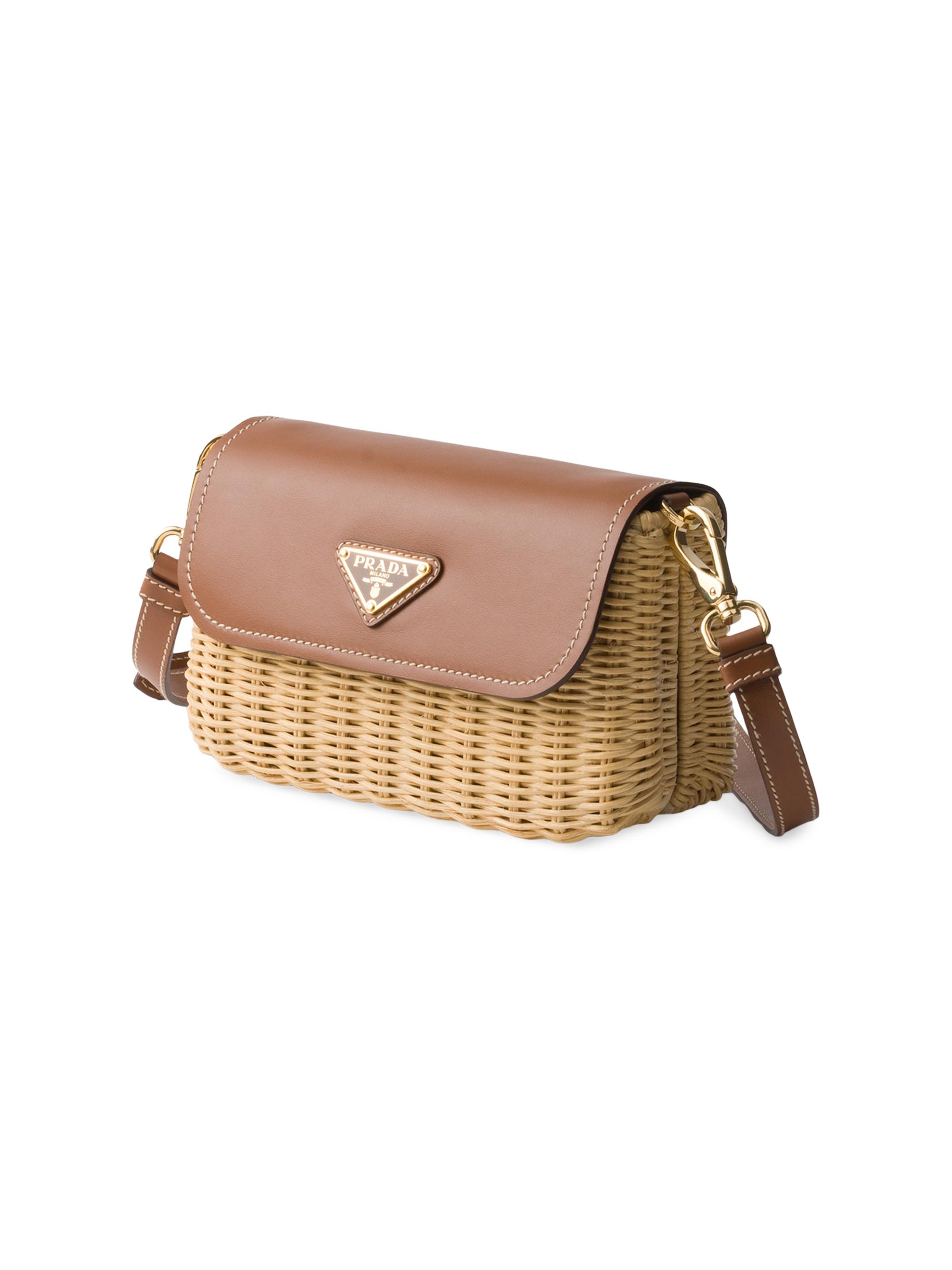 Prada Small Wicker and Leather Shoulder Bag | Saks Fifth Avenue