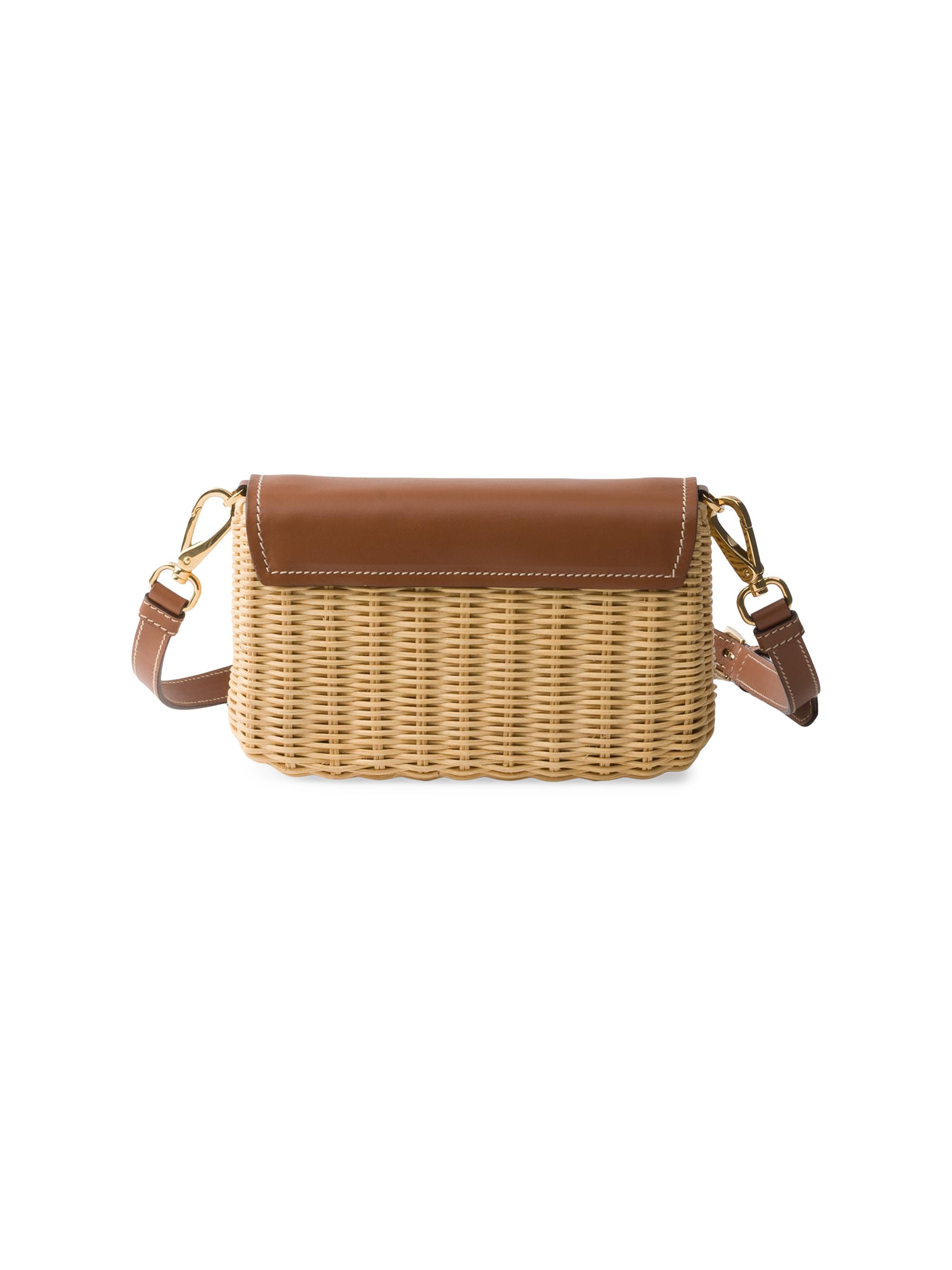 Prada Small Wicker and Leather Shoulder Bag | Saks Fifth Avenue