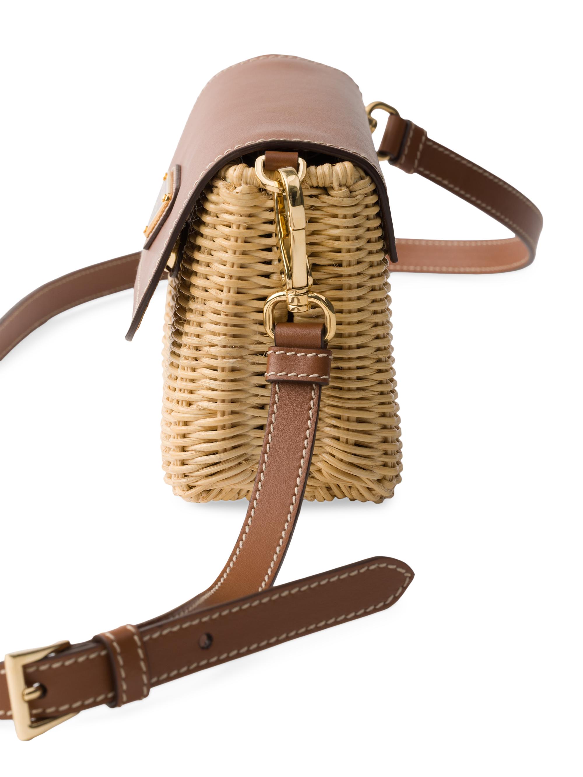 Prada Small Wicker and Leather Shoulder Bag | Saks Fifth Avenue