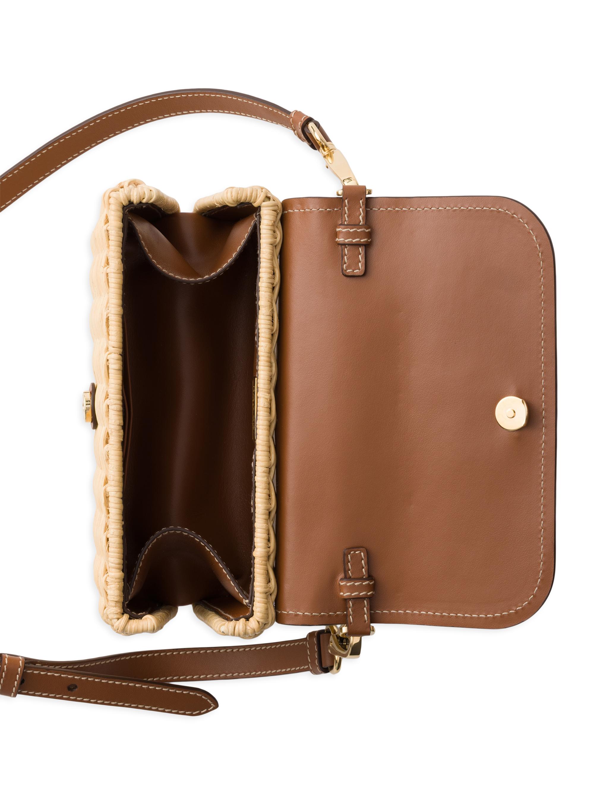 Prada Small Wicker and Leather Shoulder Bag | Saks Fifth Avenue