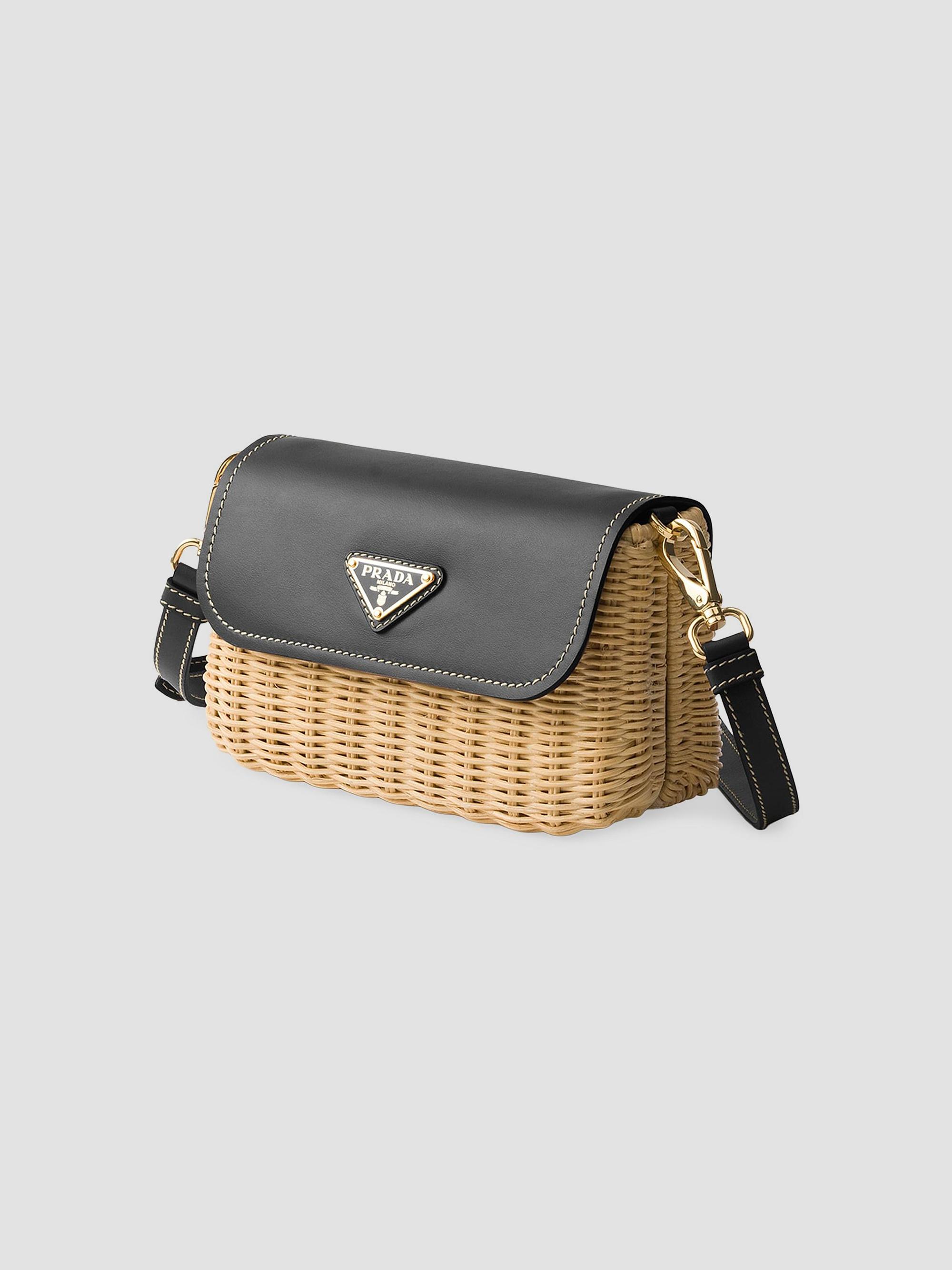 Prada Small Wicker and Leather Shoulder Bag | Saks Fifth Avenue