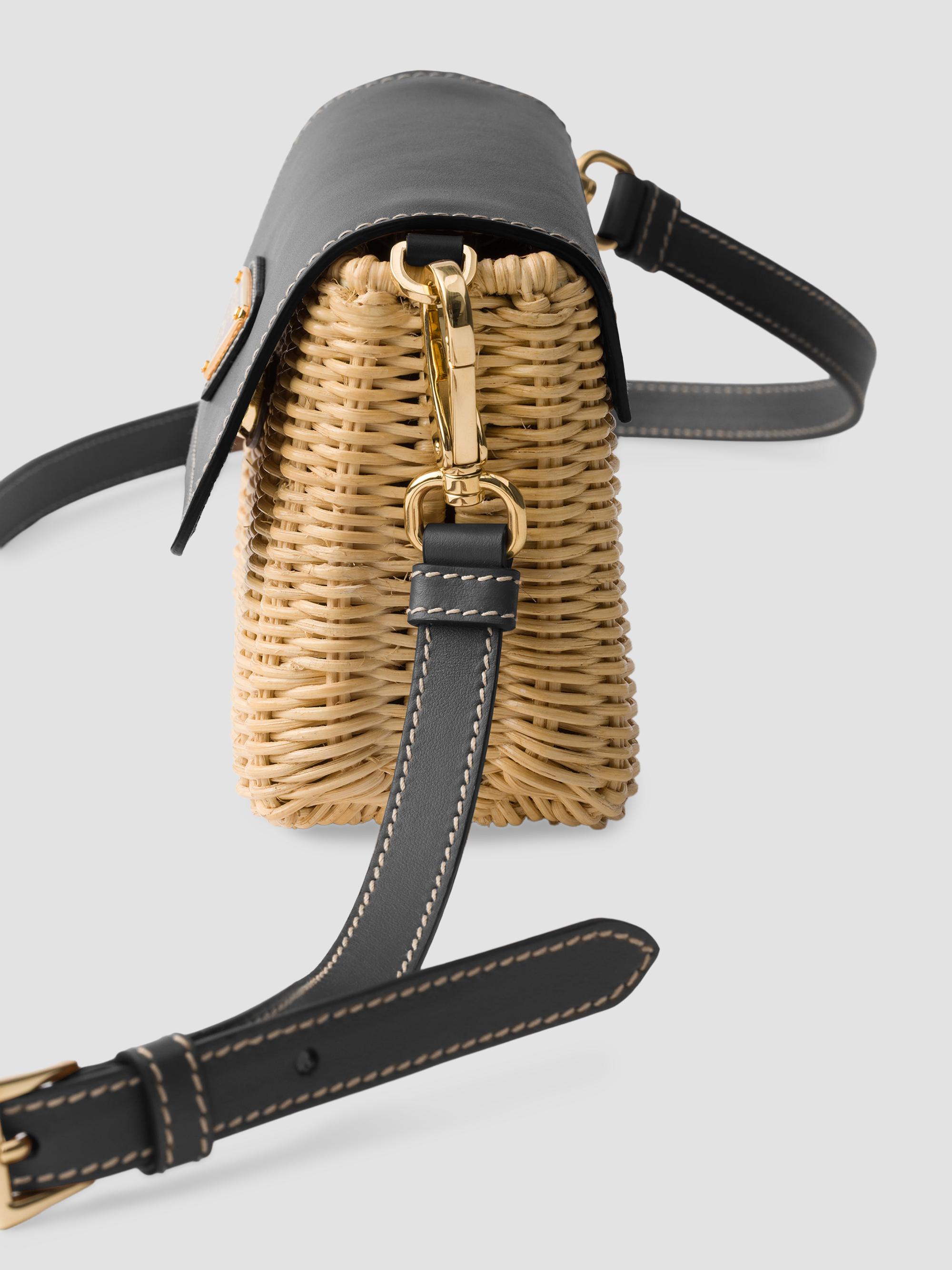 Prada Small Wicker and Leather Shoulder Bag | Saks Fifth Avenue