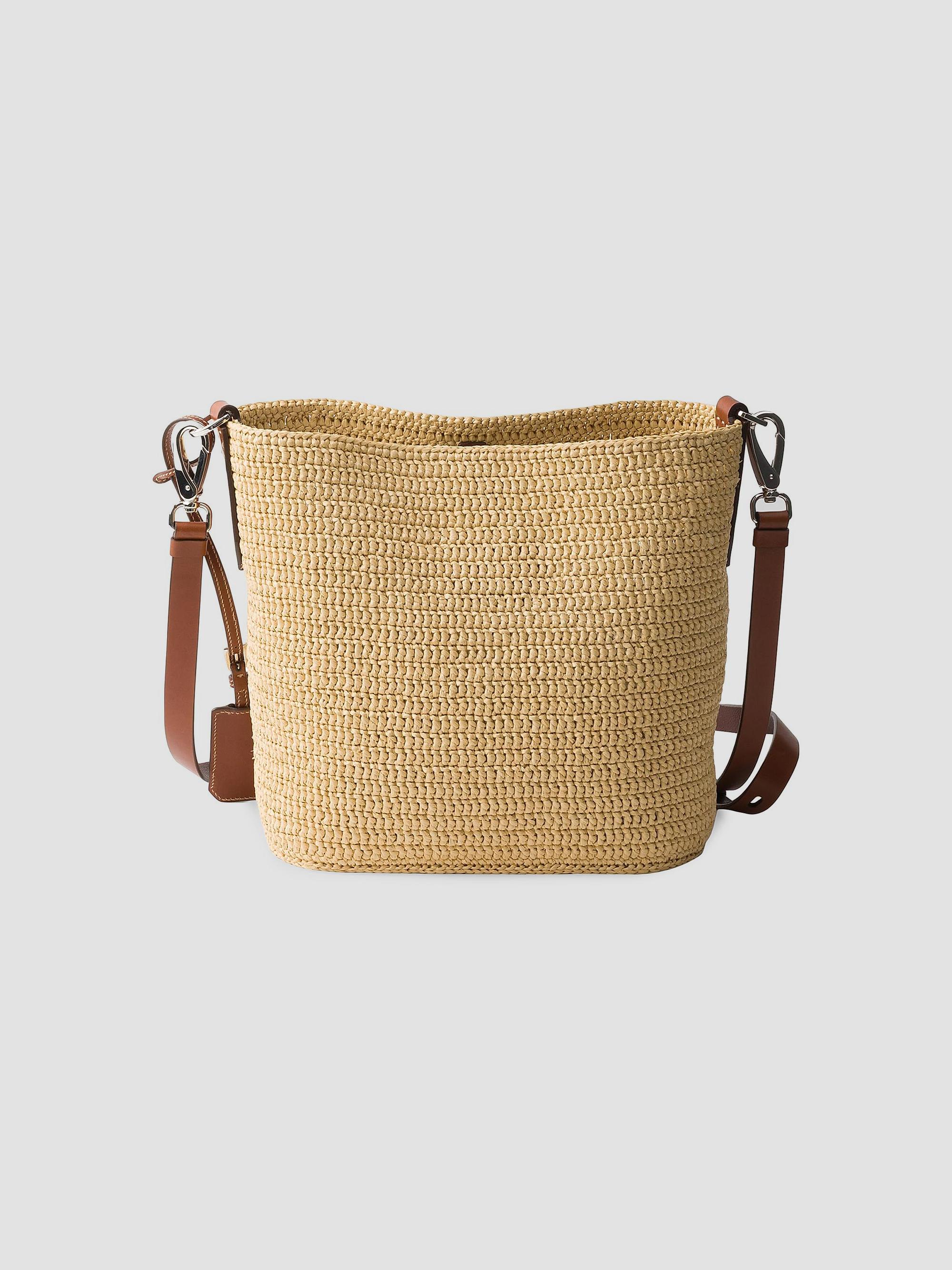 Prada Small Crochet and Leather Bucket Bag | Saks Fifth Avenue