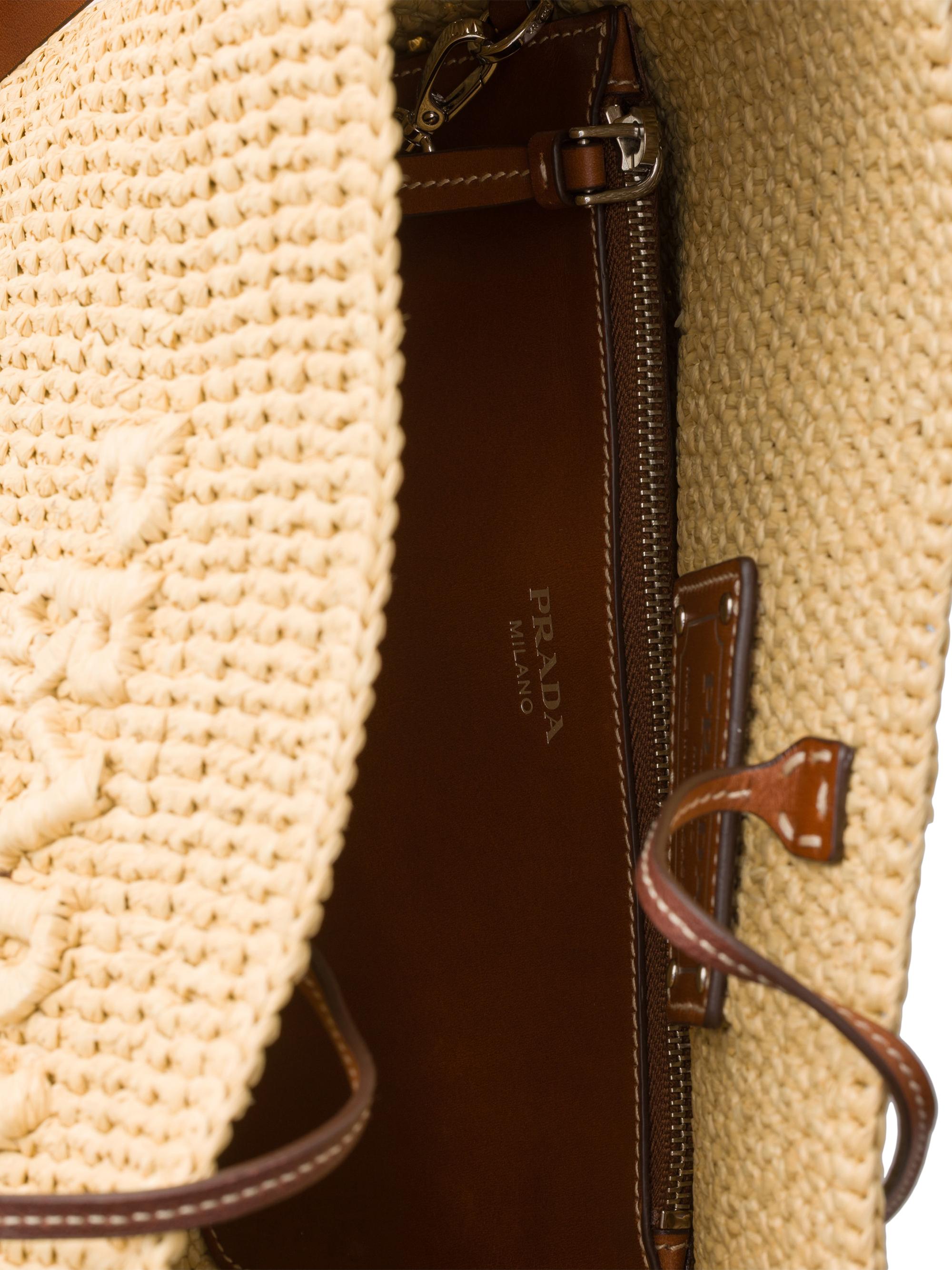 Prada Small Crochet and Leather Bucket Bag | Saks Fifth Avenue