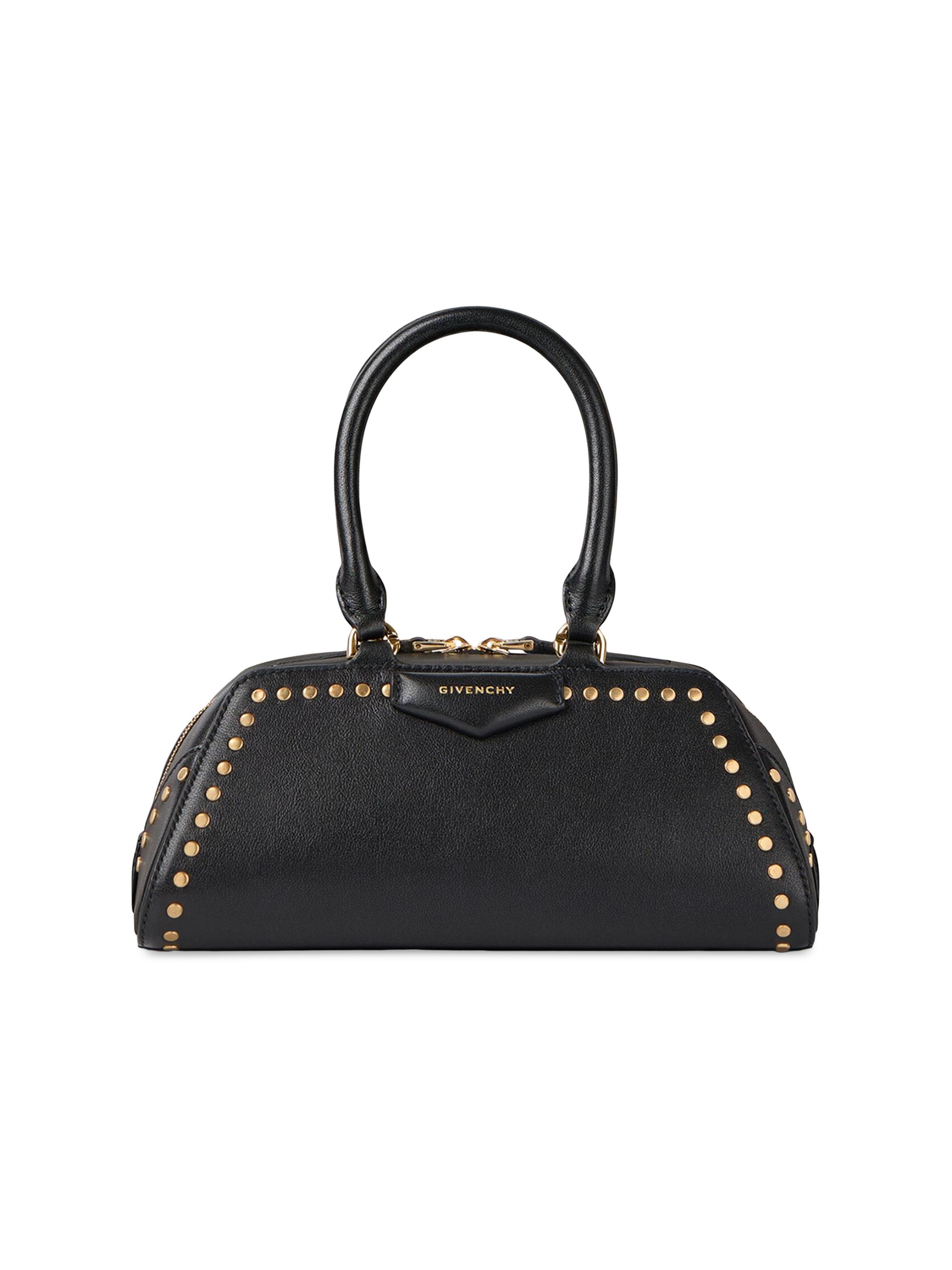 Givenchy Women's Mini Antigona East-West Top Handle Bag in Box Leather with Studs Detail - Black
