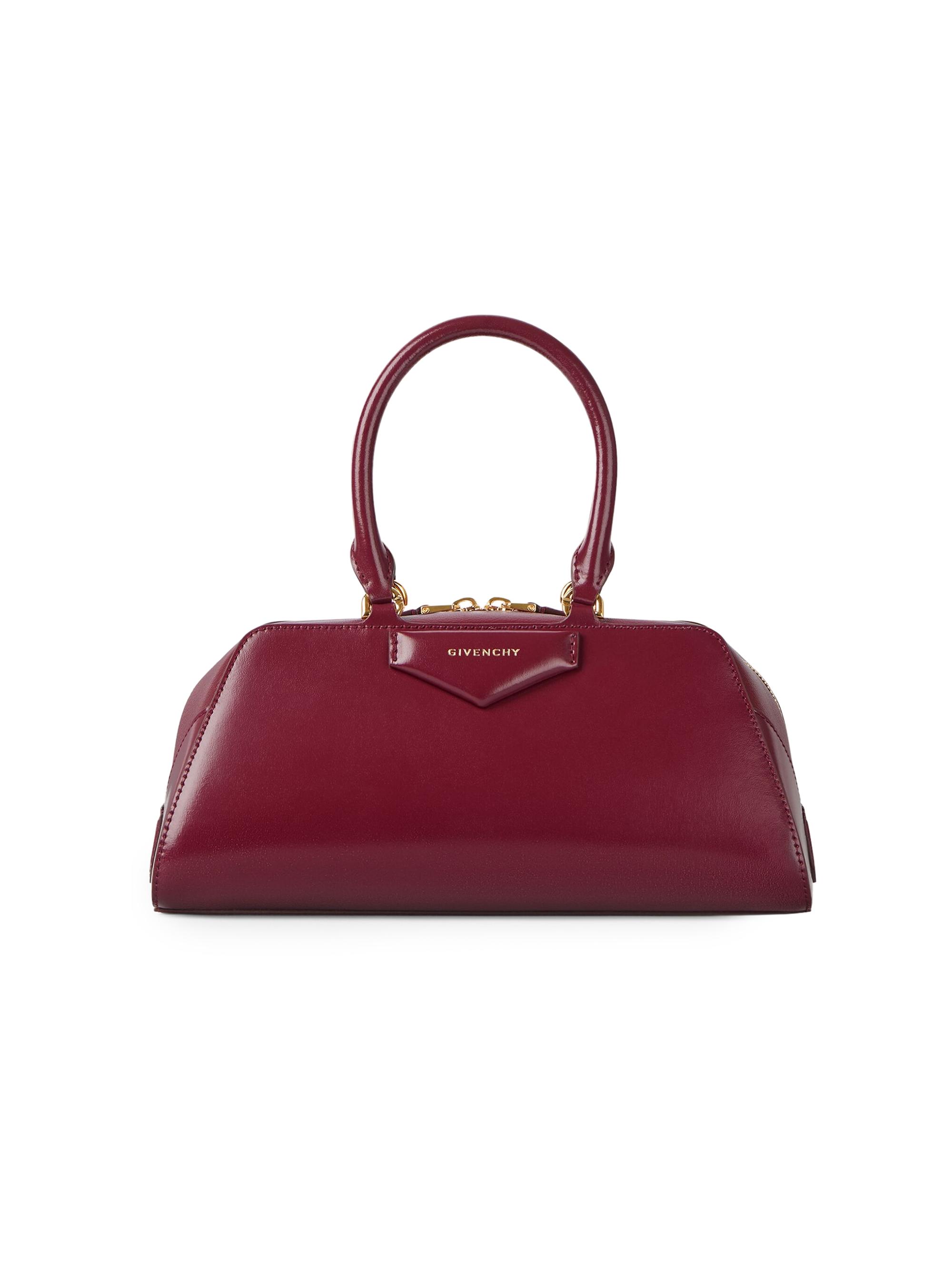 Givenchy Women's  Antigona East-West Top Handle Bag in Box Leather - Burgundy