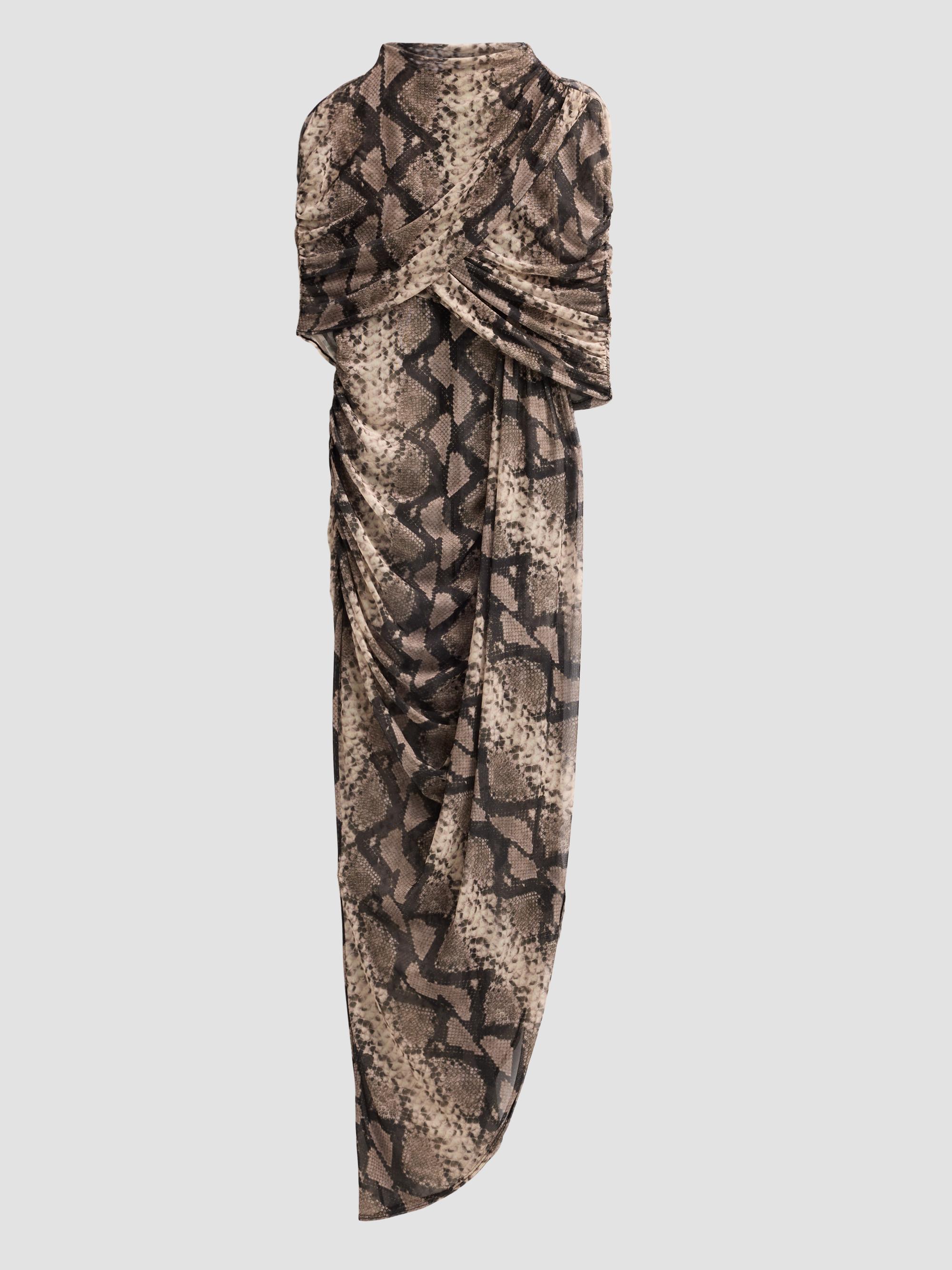 LaPointe Women's Snakeskin Print Draped Maxi Dress - Python Print
