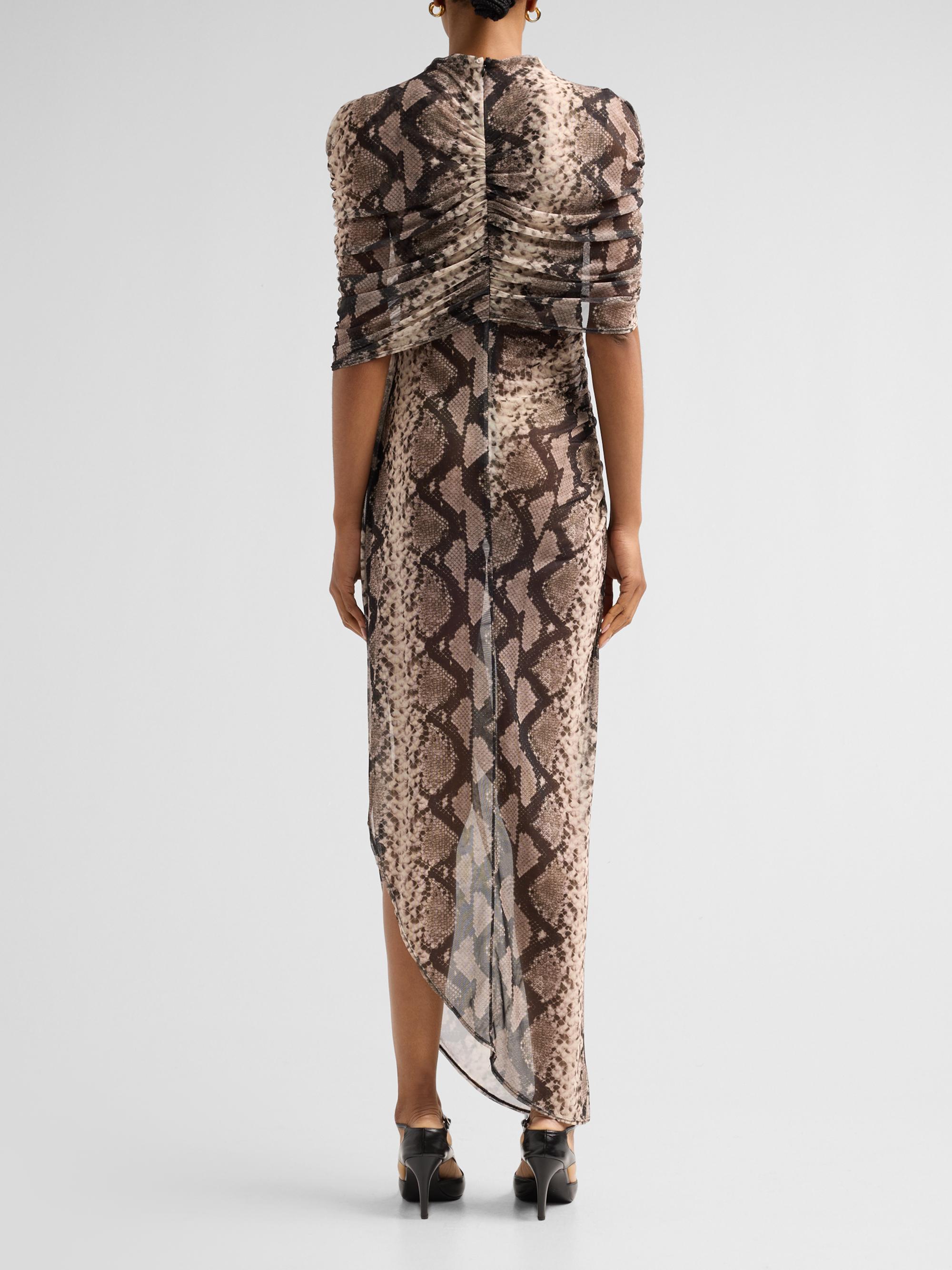 LaPointe Women's Snakeskin Print Draped Maxi Dress - Python Print | Thumbnail 3