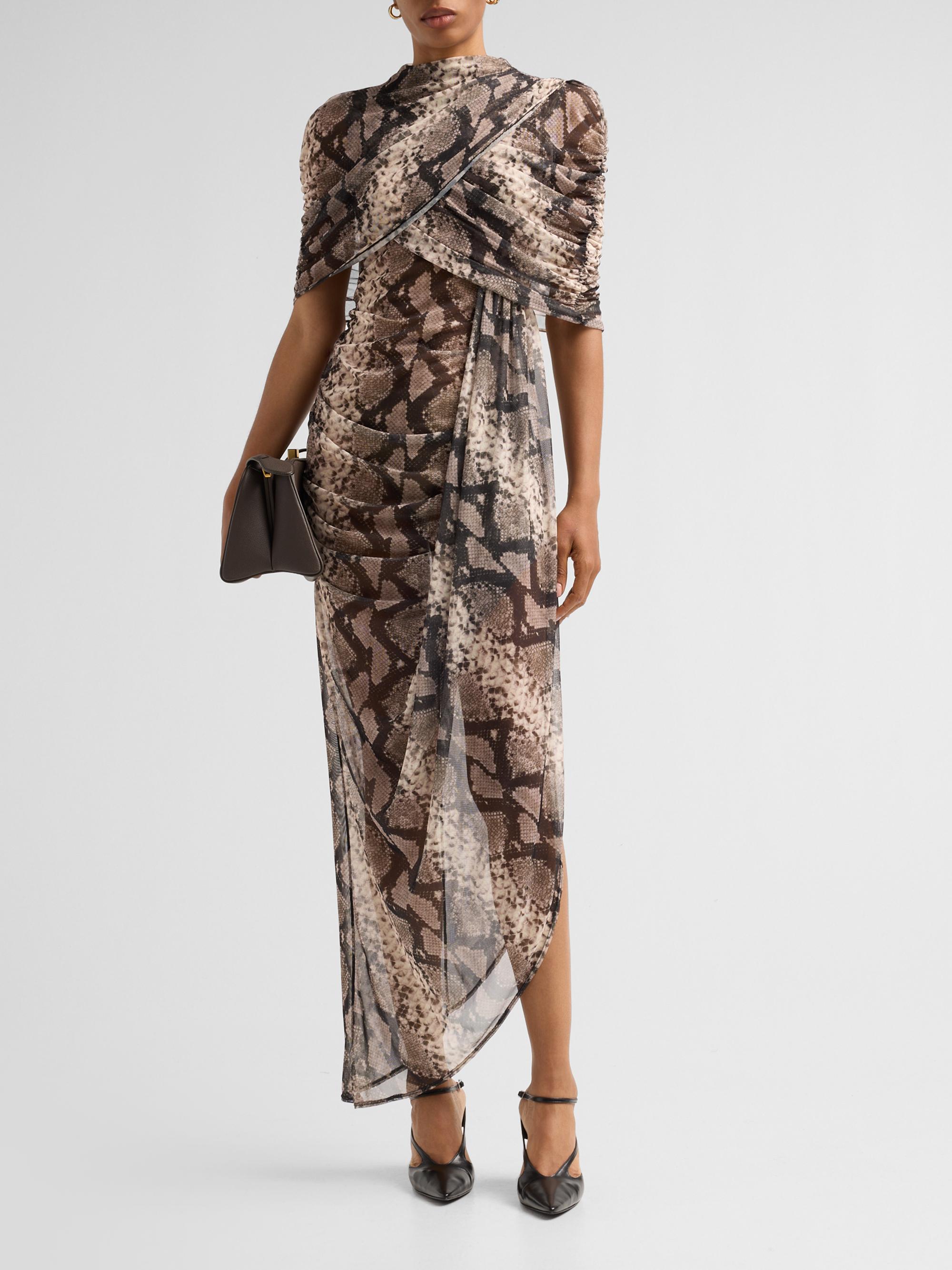 LaPointe Women's Snakeskin Print Draped Maxi Dress - Python Print | Thumbnail 2