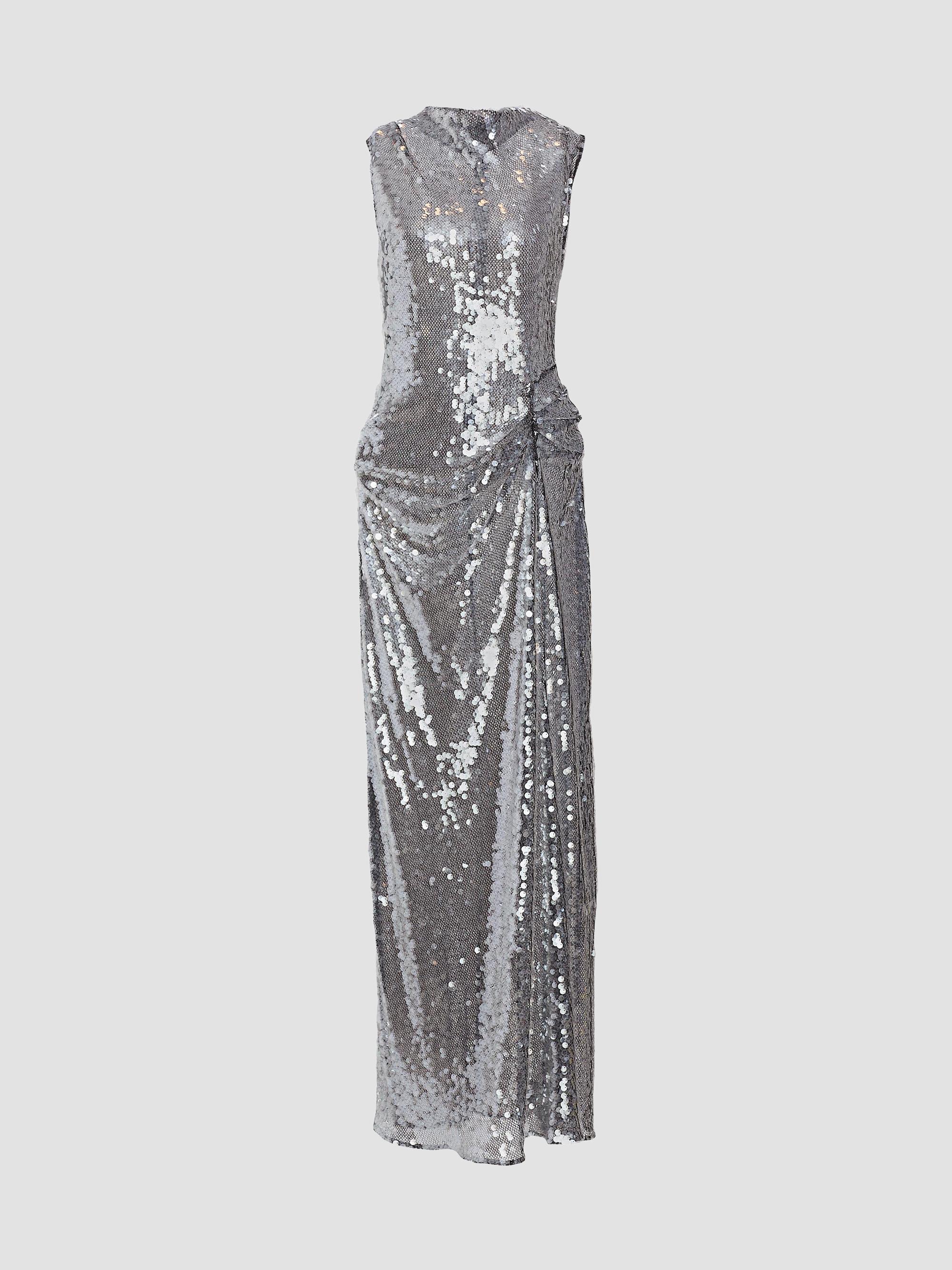 LaPointe Women's Sequined Draped Column Gown - Black