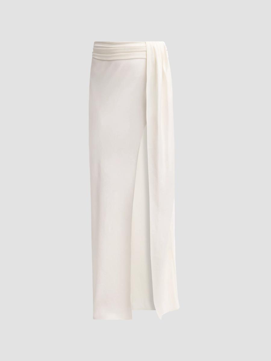 Lapointe Women's Lightweight Satin Asymmetric Maxi Skirt In Cream