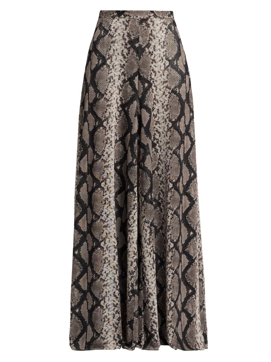 Lapointe Women's Python Print Mesh Wide-leg Pants