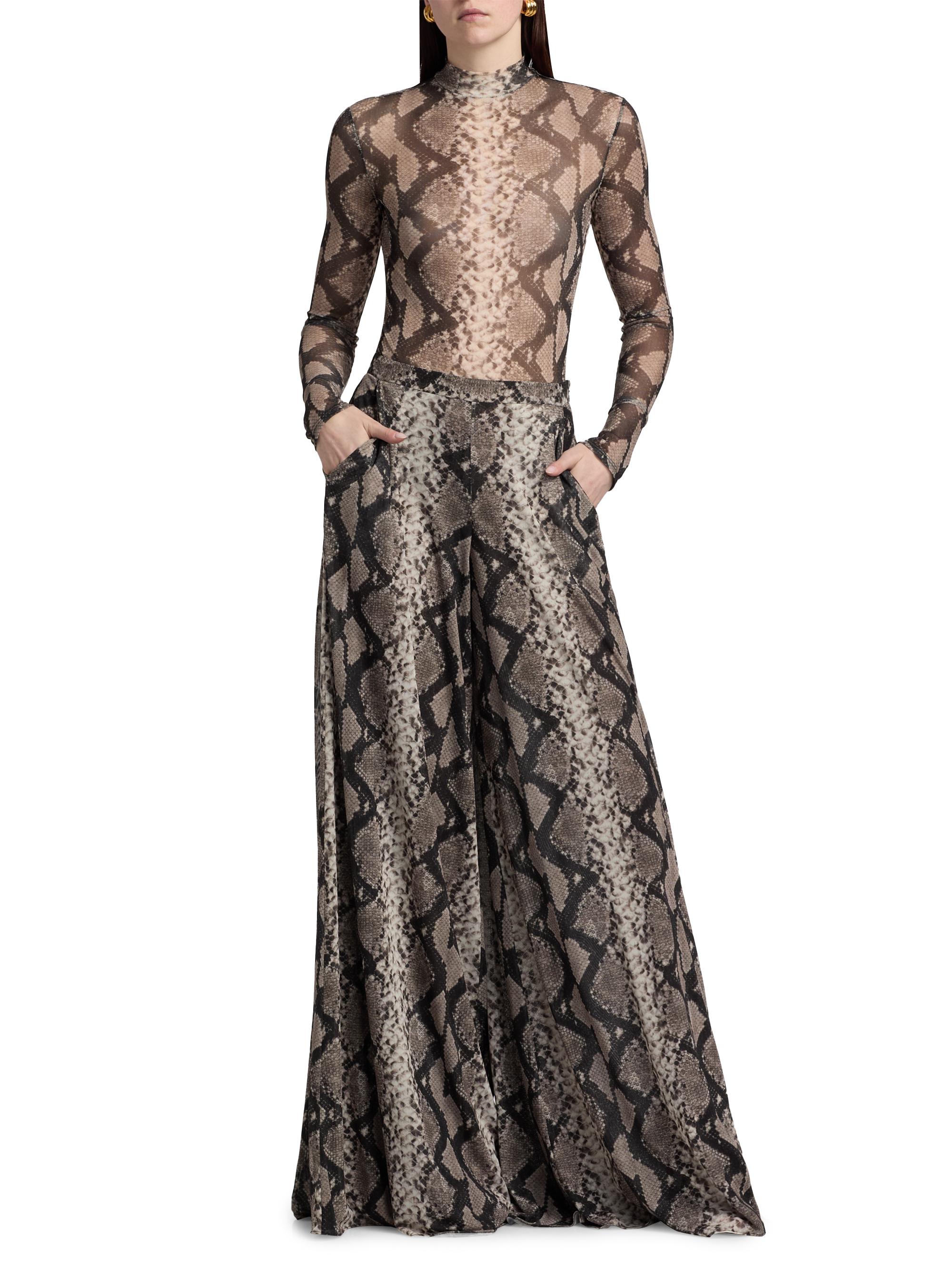 LaPointe Women's Python Print Mesh Wide-Leg Pants - Python Print | Thumbnail 2