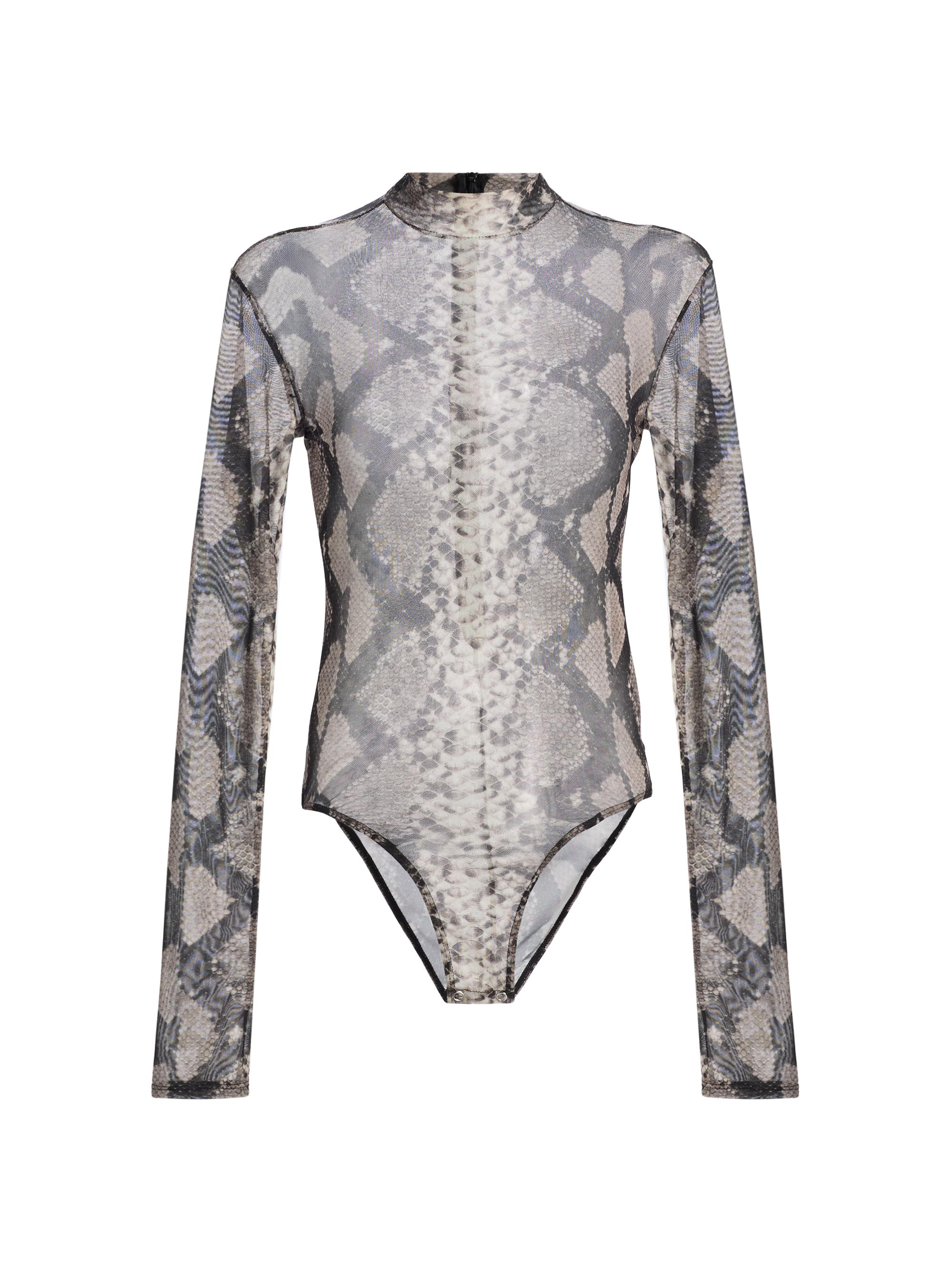 LaPointe Women's Python Print Mesh Bodysuit - Python Print