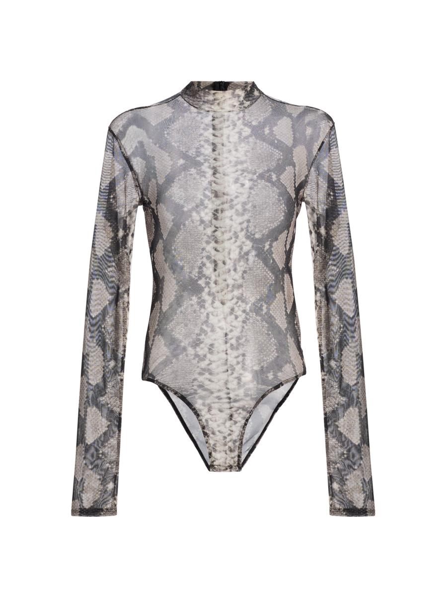 Lapointe Women's Python Print Mesh Bodysuit