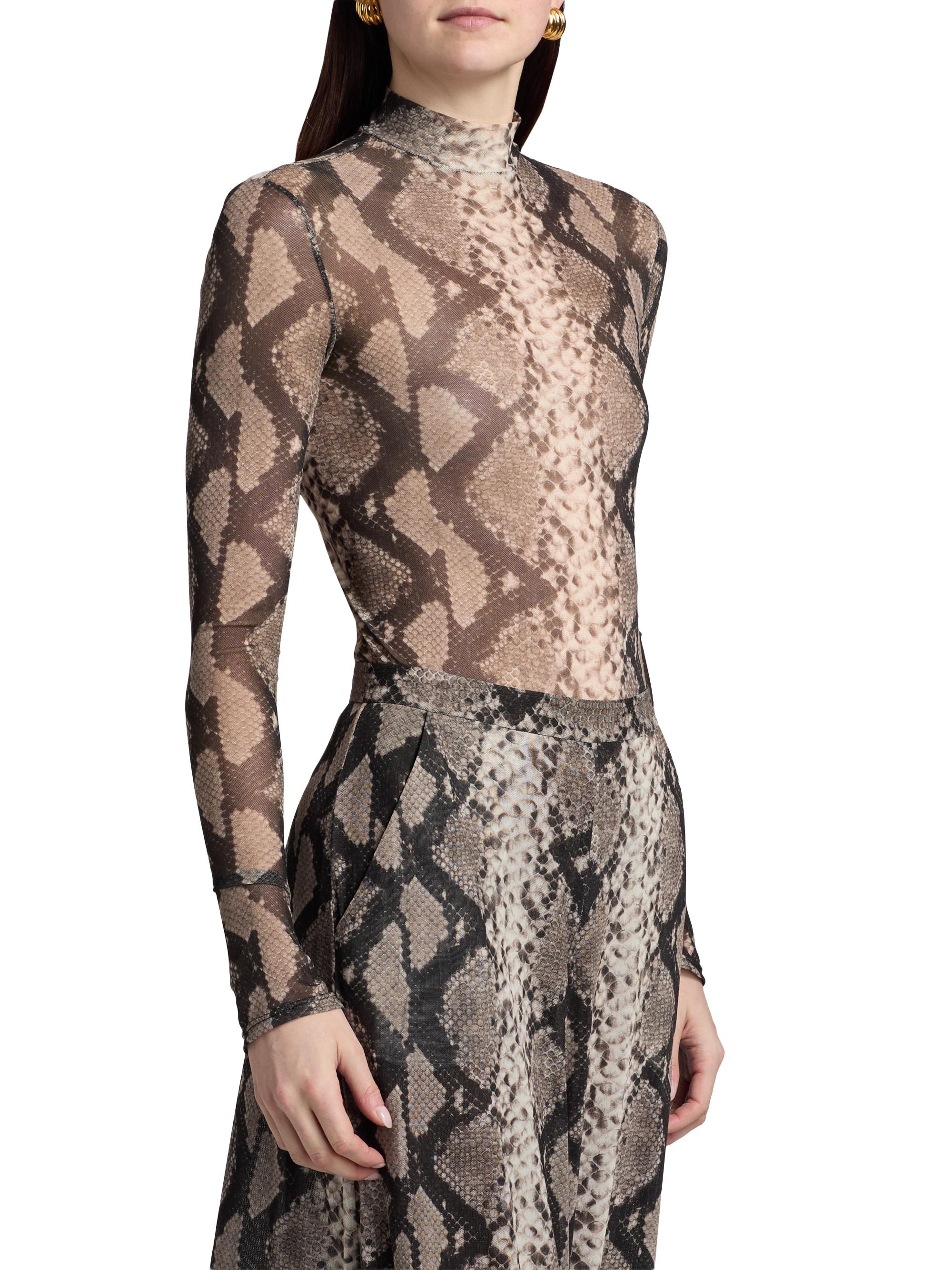 LaPointe Women's Python Print Mesh Bodysuit - Python Print | Thumbnail 4
