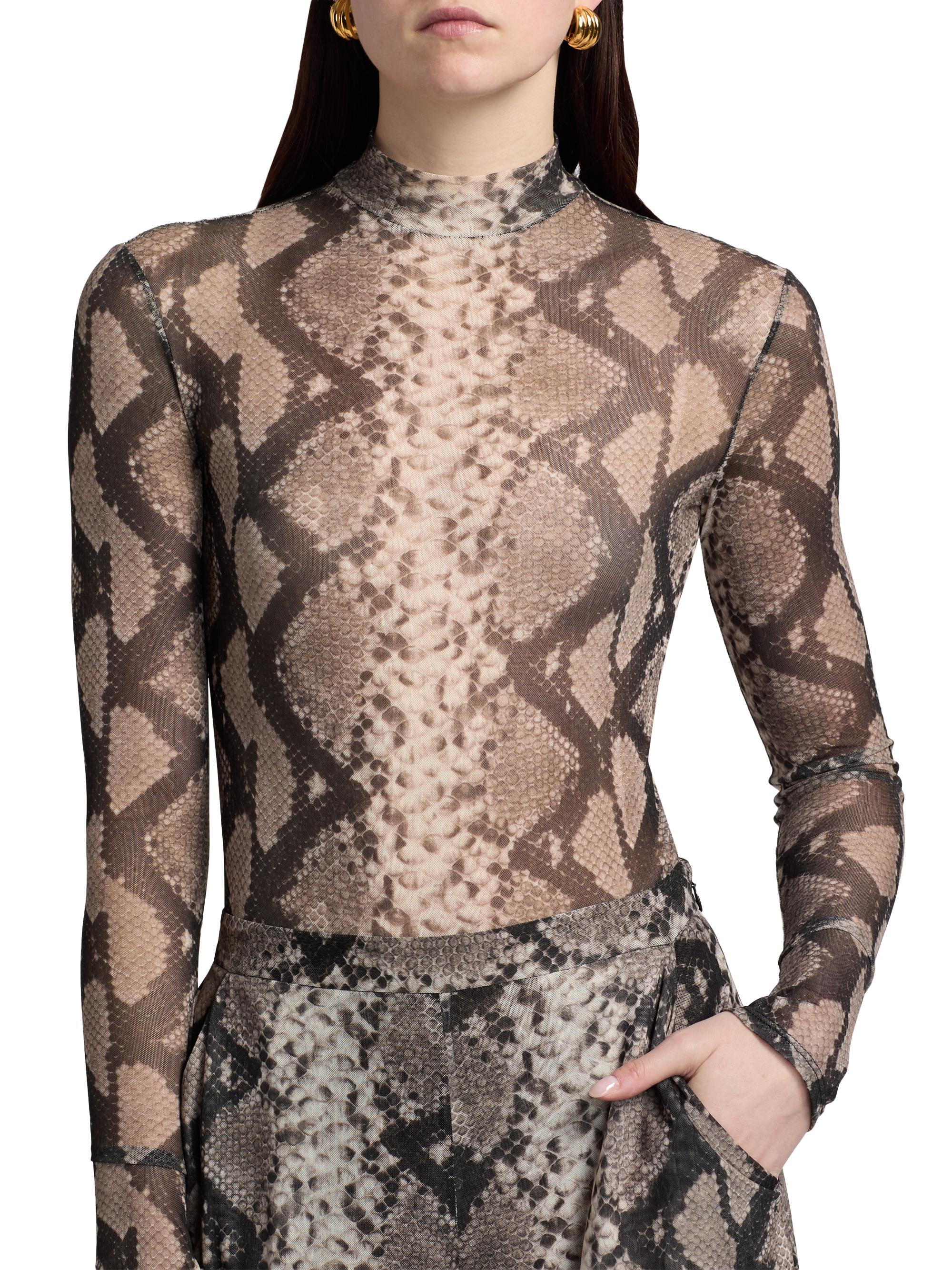 LaPointe Women's Python Print Mesh Bodysuit - Python Print | Thumbnail 7