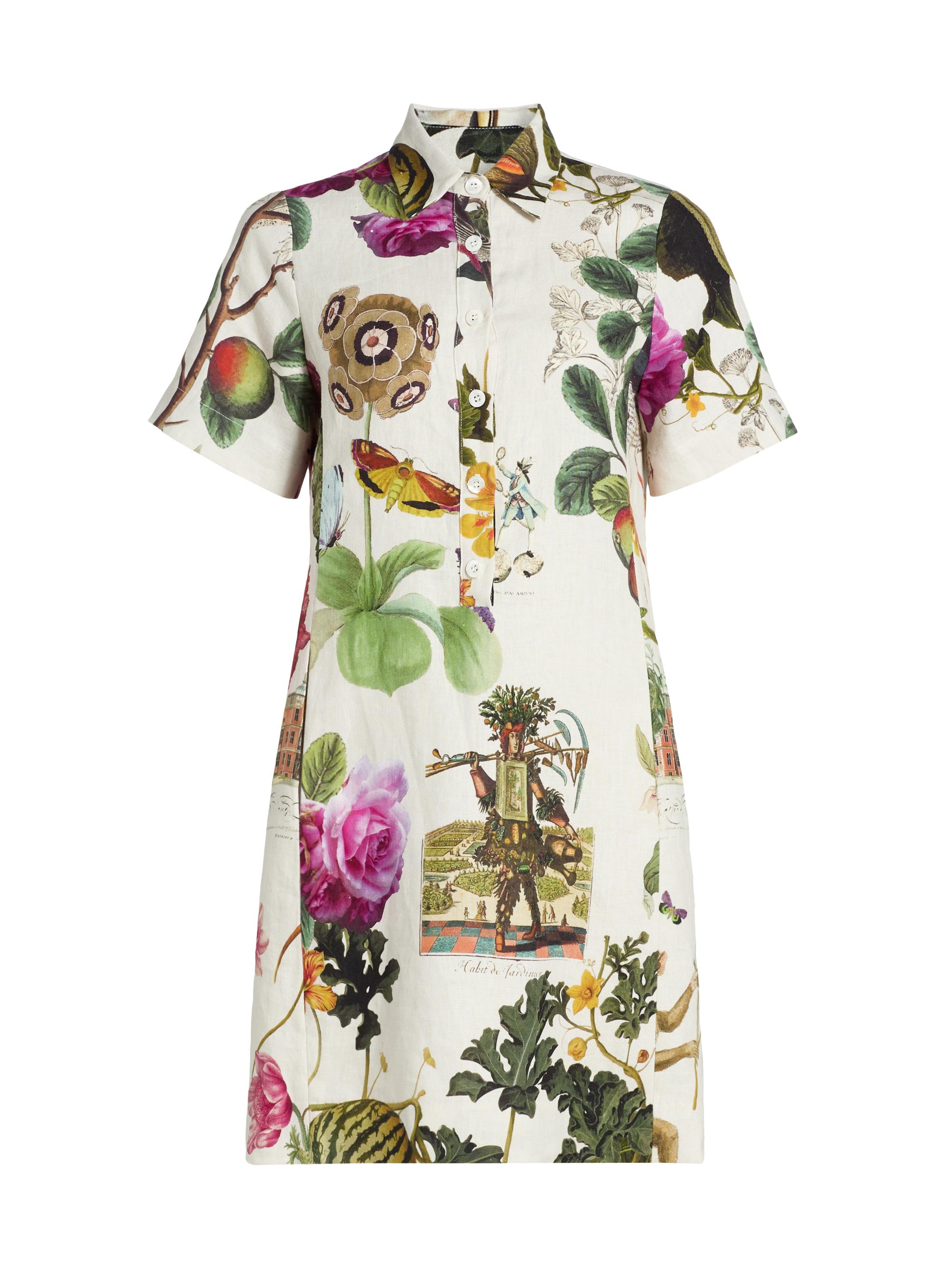 Libertine Women's Hollyhock Floral Linen Preppy Minidress - Cream Multi - Women's Clothing