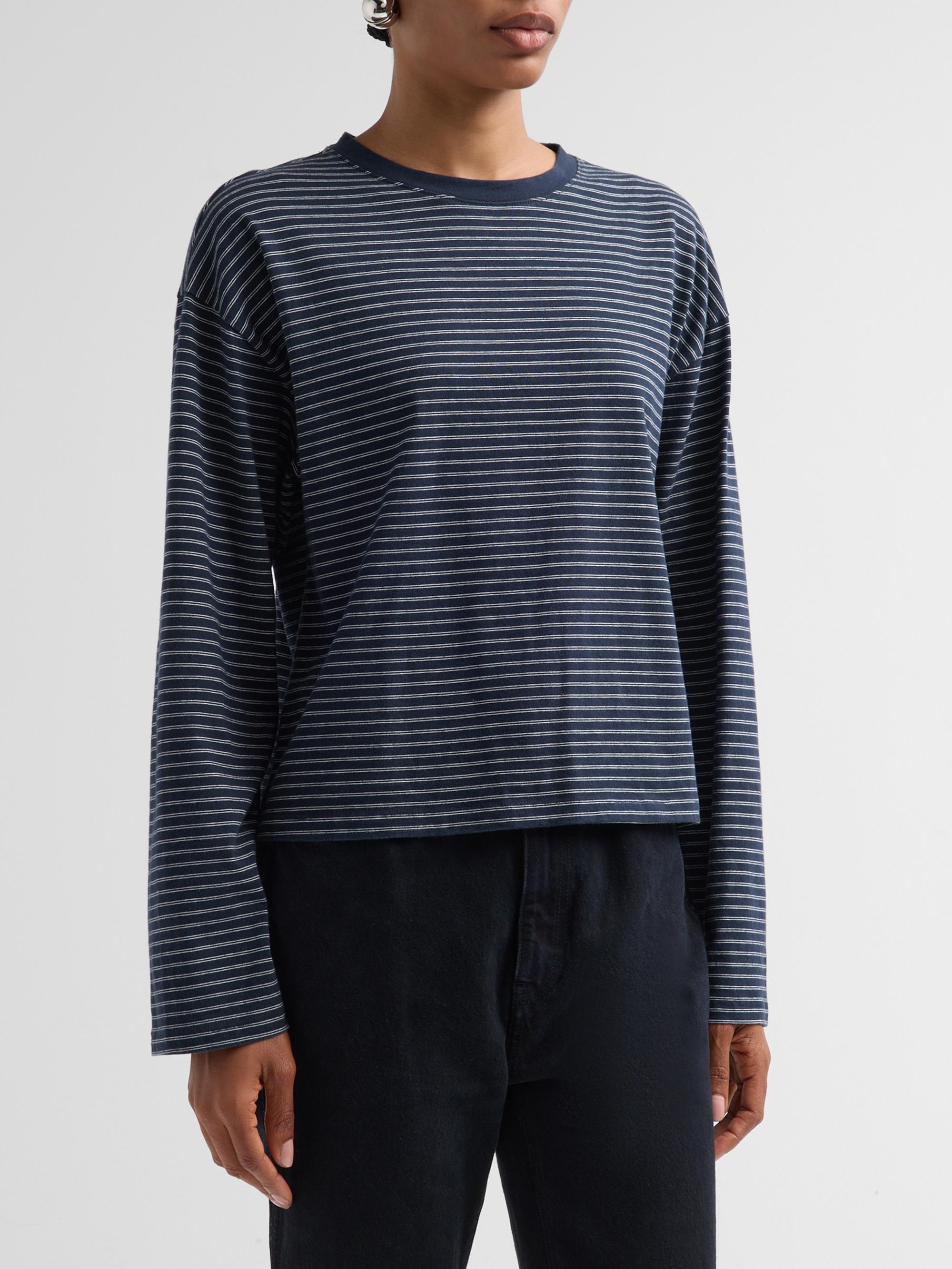 rag & bone Women's Kelly Striped Boxy Long-Sleeve T-Shirt - Salute Multi | Thumbnail 4