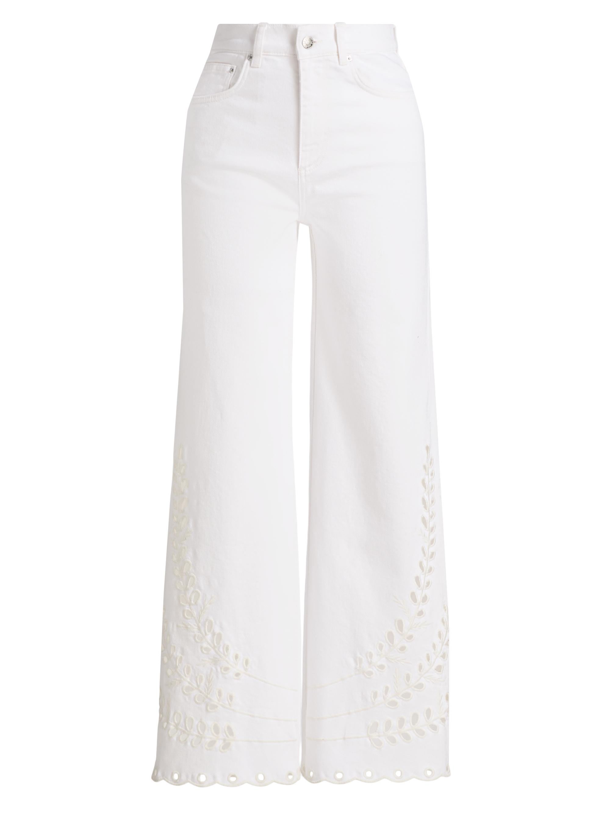 Le Jean Women's Eyelet High-Rise Relaxed Straight Jeans - White