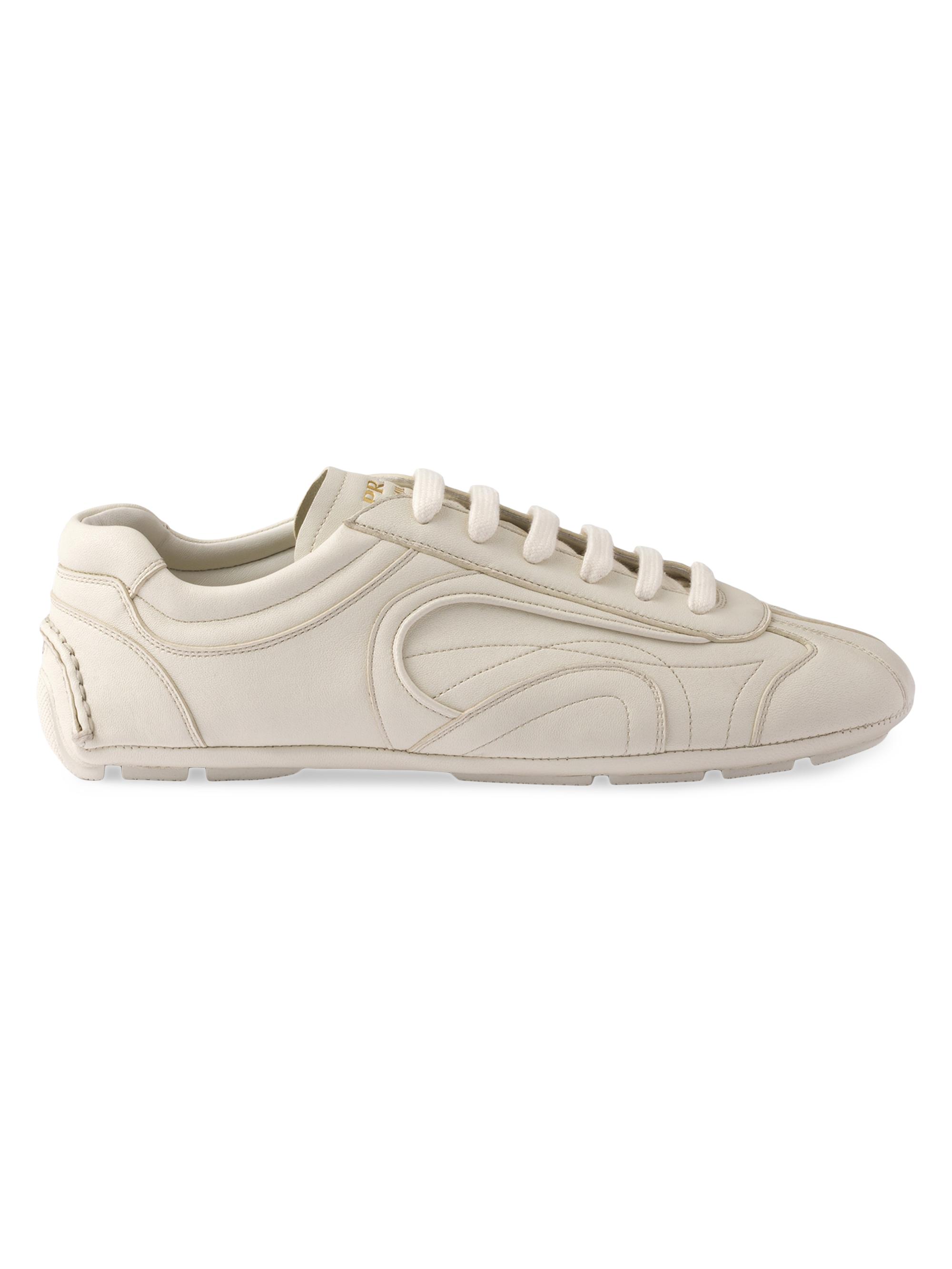 Prada Women's Montecarlo Re-Edition 2005 Antiqued Nappa Leather Sneakers - Beige Khaki