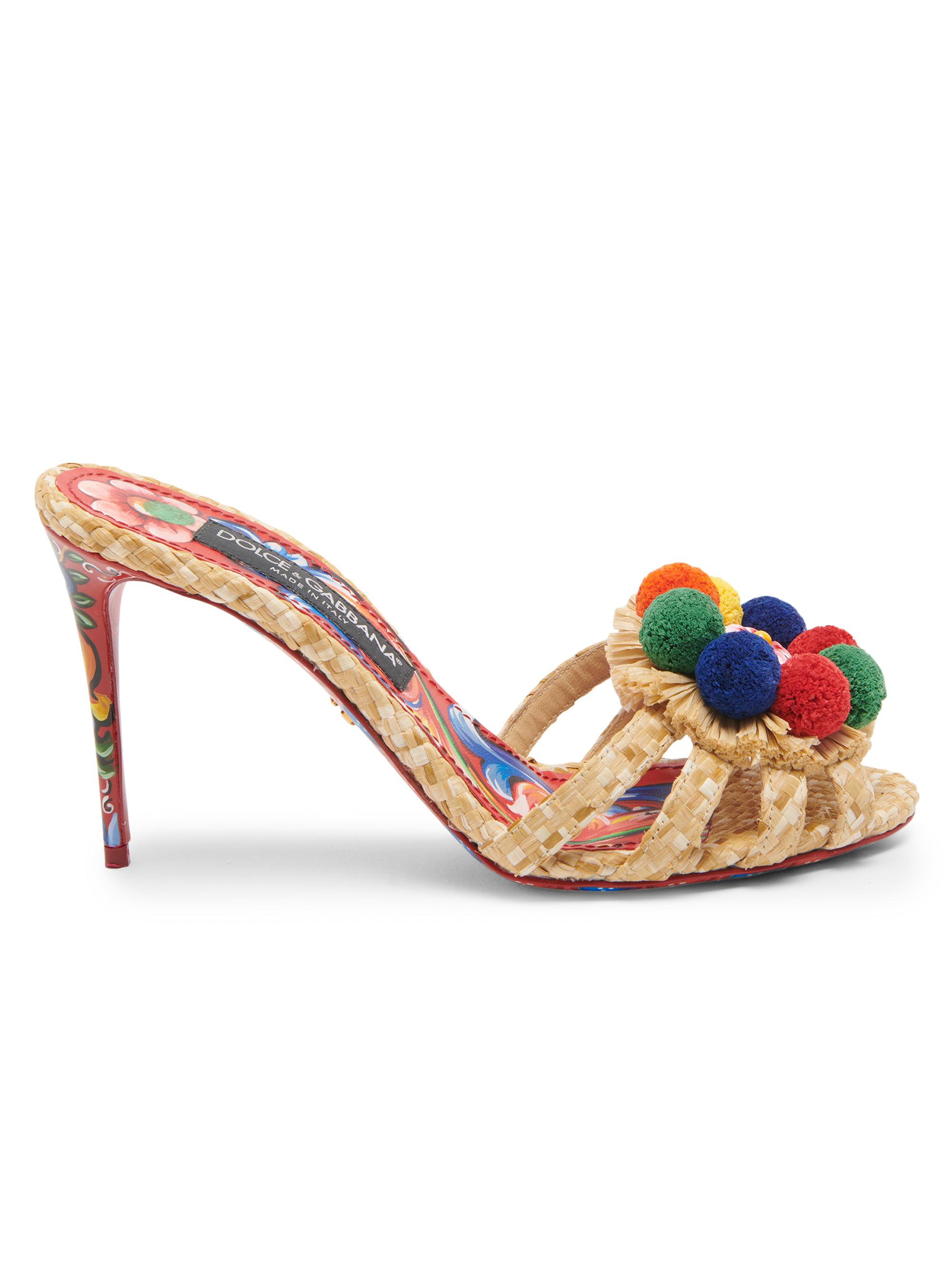 Dolce & Gabbana Women's Carretto 85MM Pom-Pom Stiletto Sandals - Naturale Multicolor