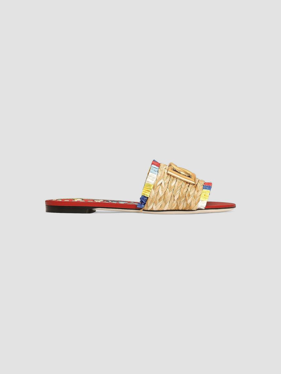Dolce&Gabbana Carretto Raffia Sandals | Saks Fifth Avenue