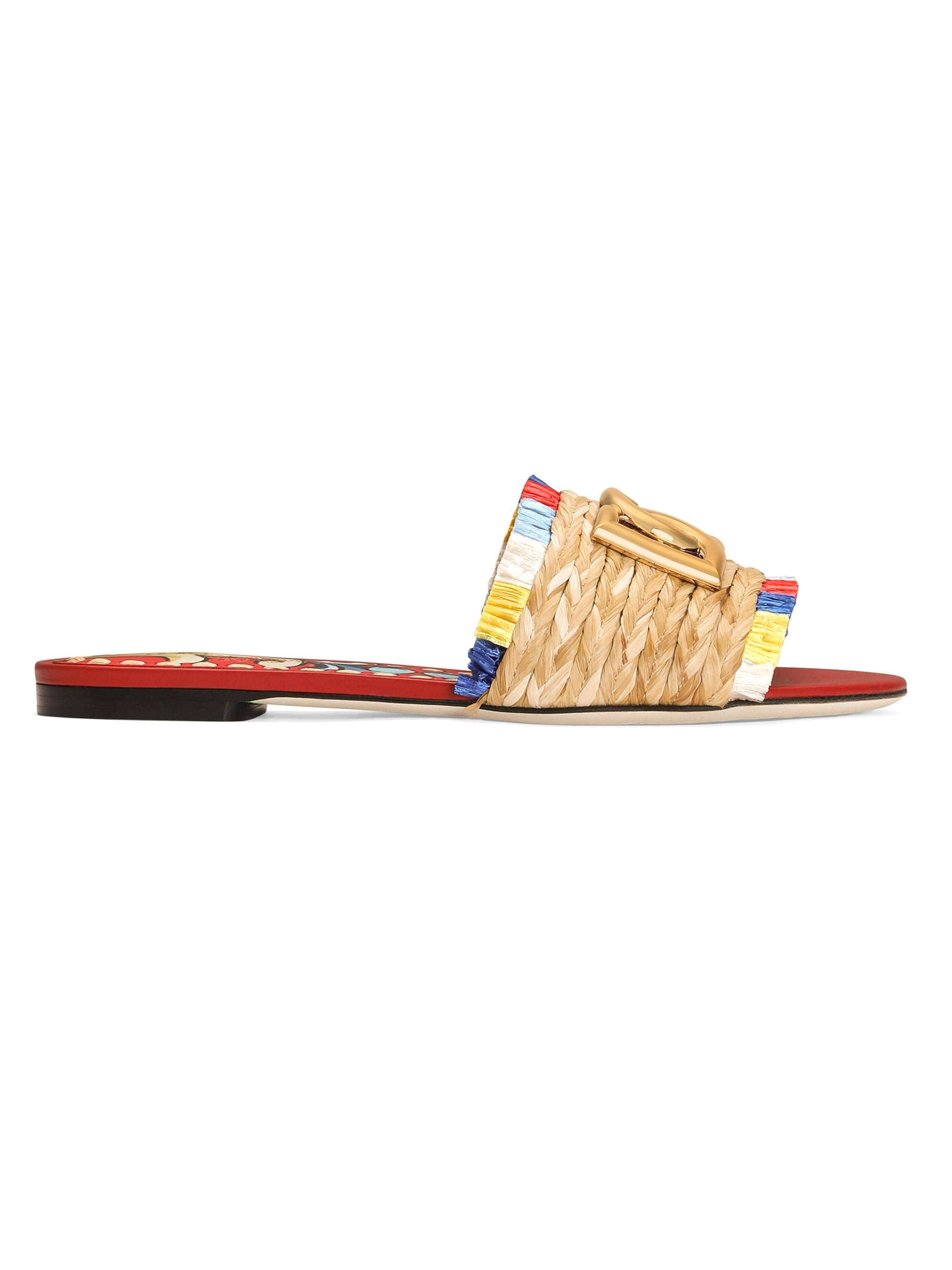 Dolce & Gabbana Women's Carretto Raffia Sandals - Naturale Multicolor
