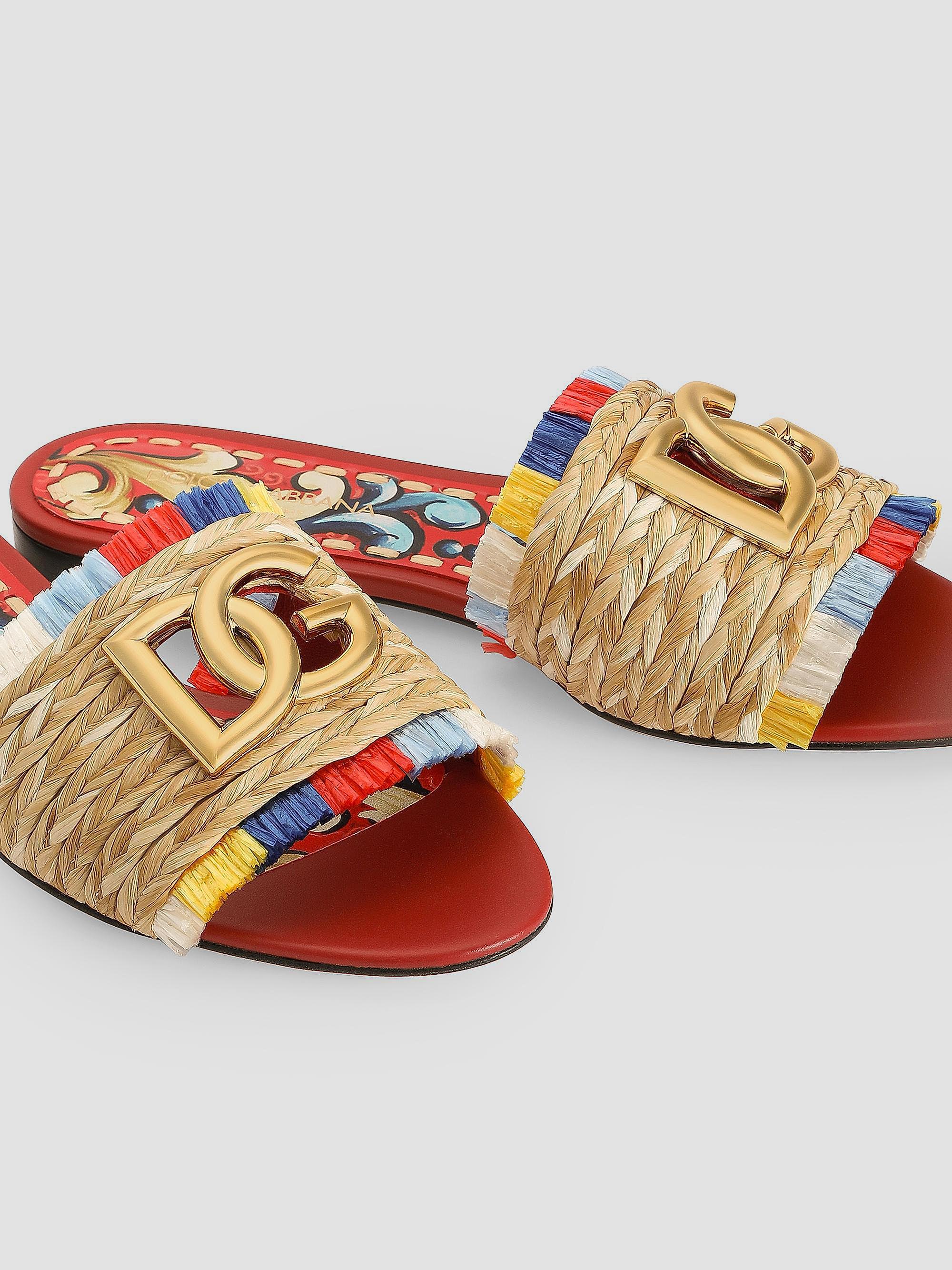 Dolce&Gabbana Carretto Raffia Sandals | Saks Fifth Avenue