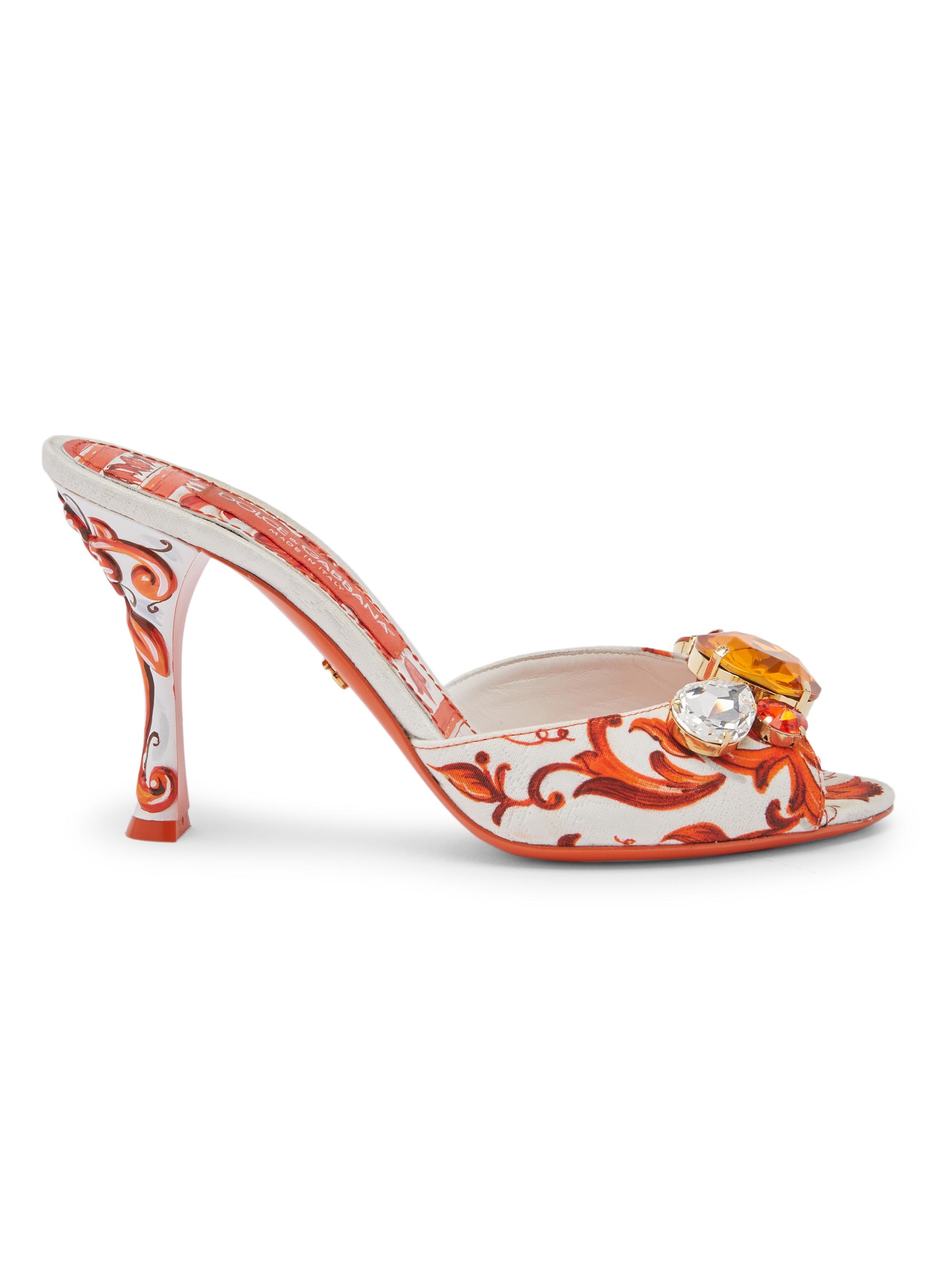 Dolce & Gabbana Women's 85MM Embellished Majolica Stiletto Mules - Maiolica Orange