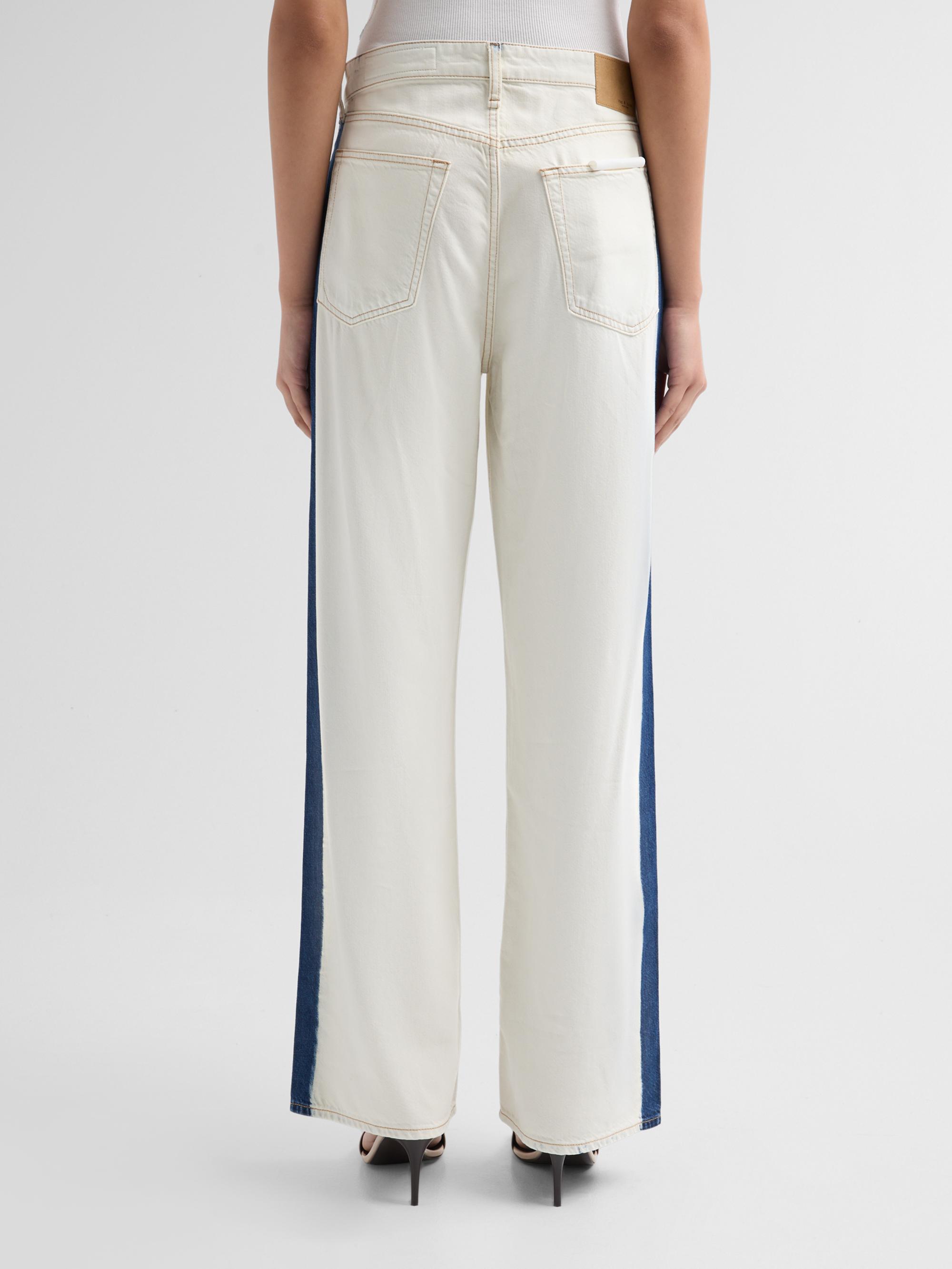 rag & bone Women's Logan Contrast-Striped Wide-Leg Jeans - Dark Indigo Bleach | Thumbnail 3
