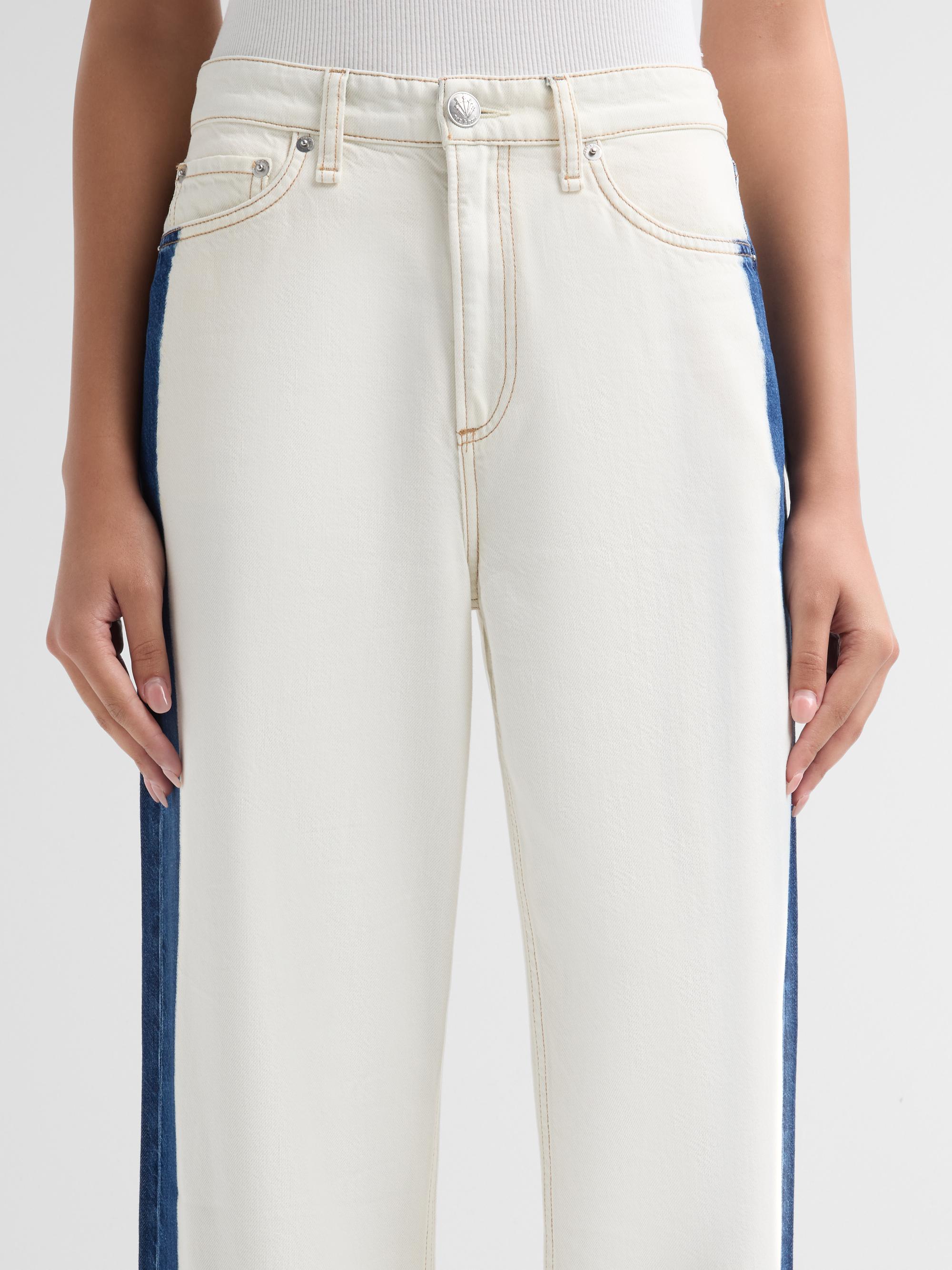 rag & bone Women's Logan Contrast-Striped Wide-Leg Jeans - Dark Indigo Bleach | Thumbnail 5
