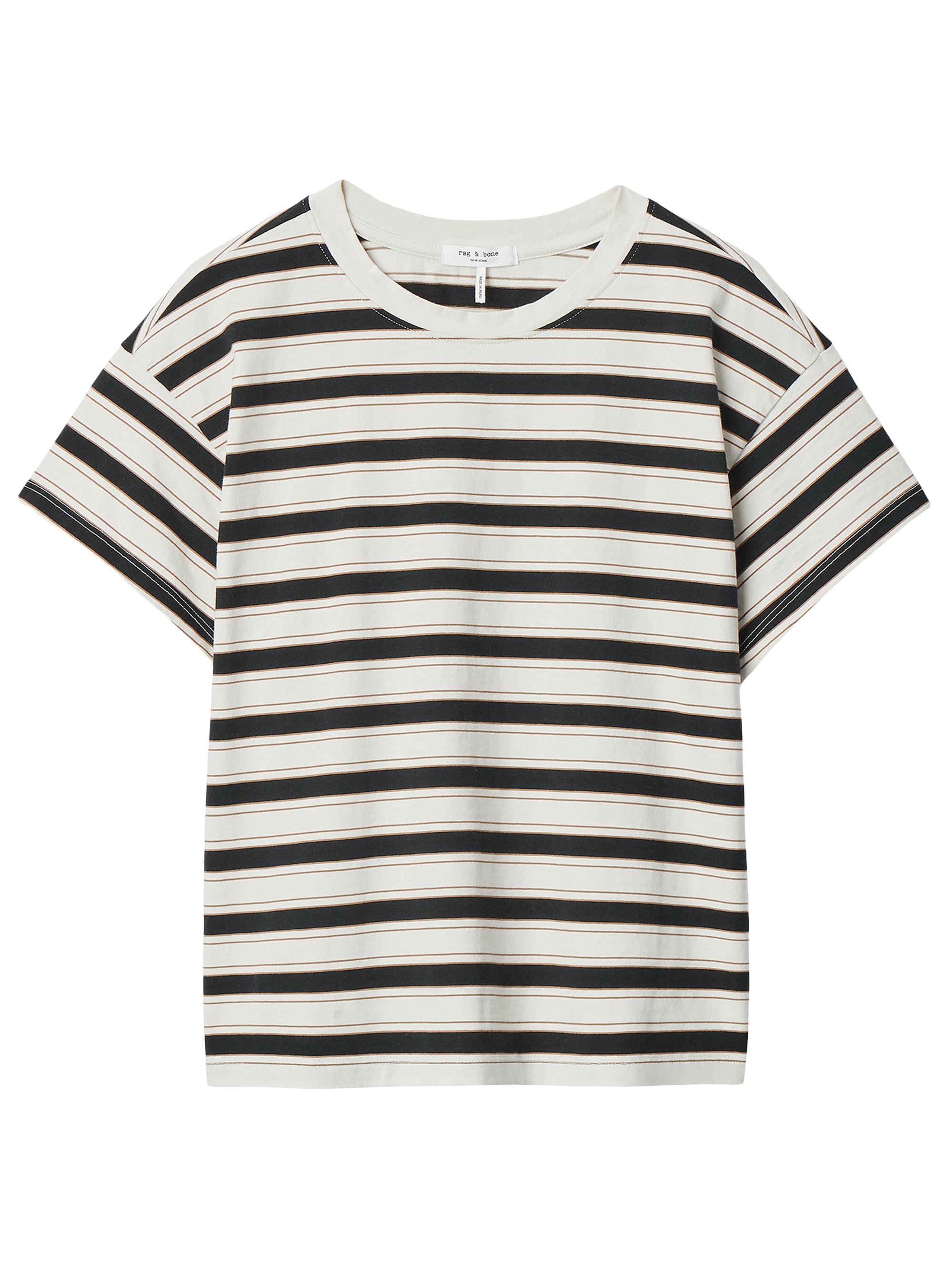 rag & bone Women's Kelly Striped Cotton Boxy T-Shirt - Cream Multi