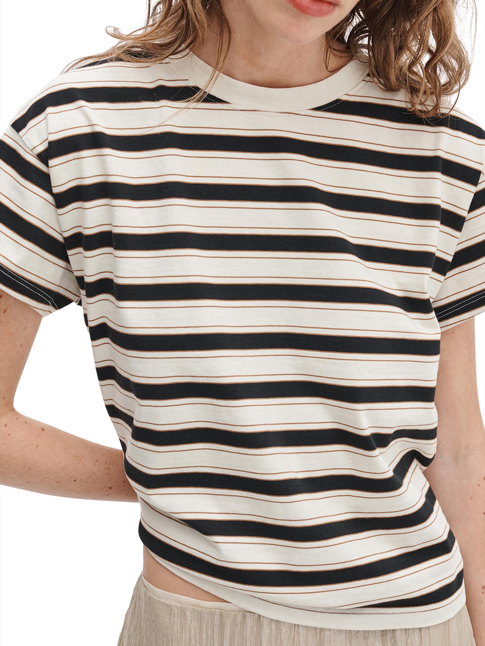 rag & bone Women's Kelly Striped Cotton Boxy T-Shirt - Cream Multi | Thumbnail 5