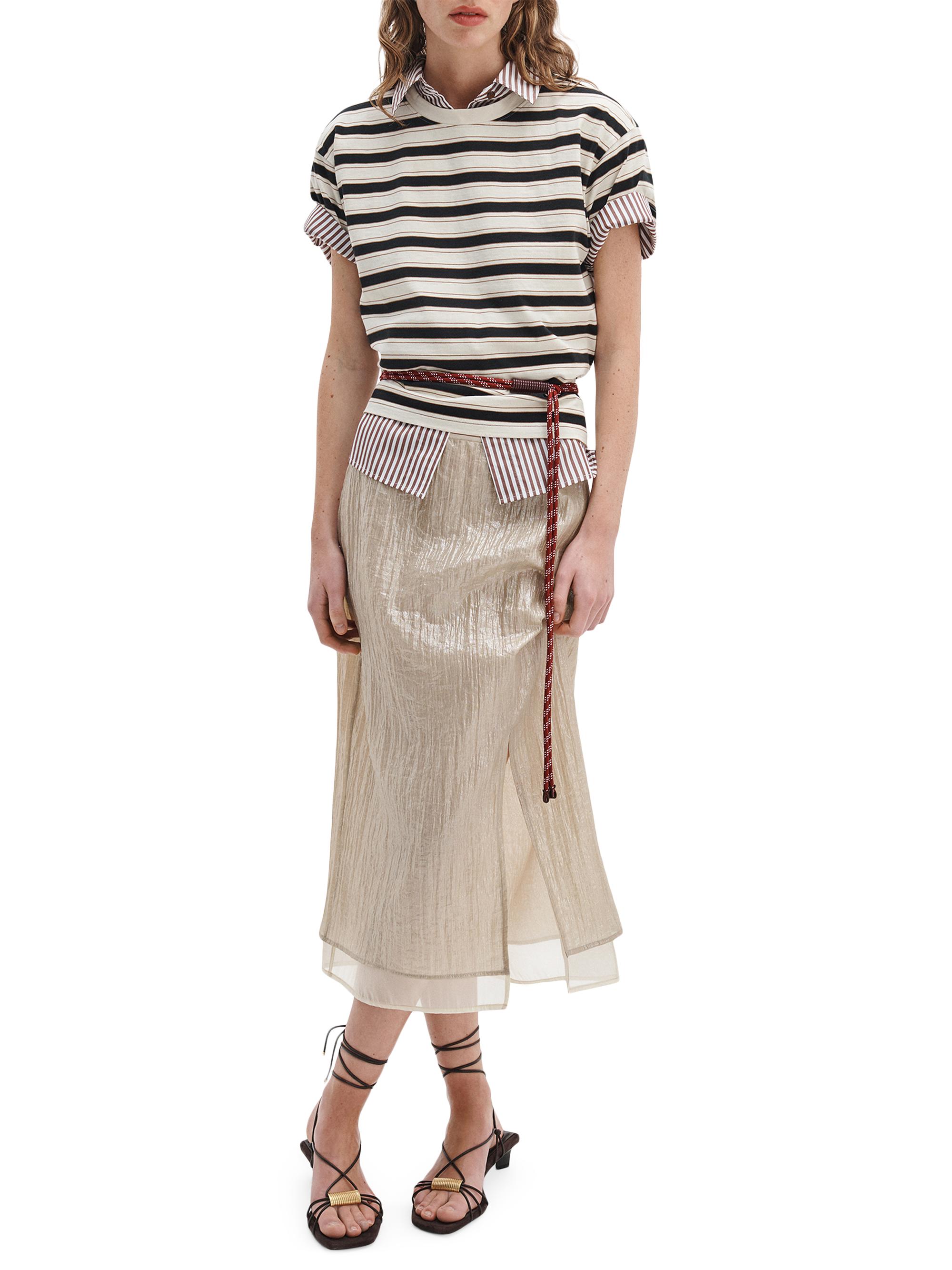 rag & bone Women's Kelly Striped Cotton Boxy T-Shirt - Cream Multi | Thumbnail 2