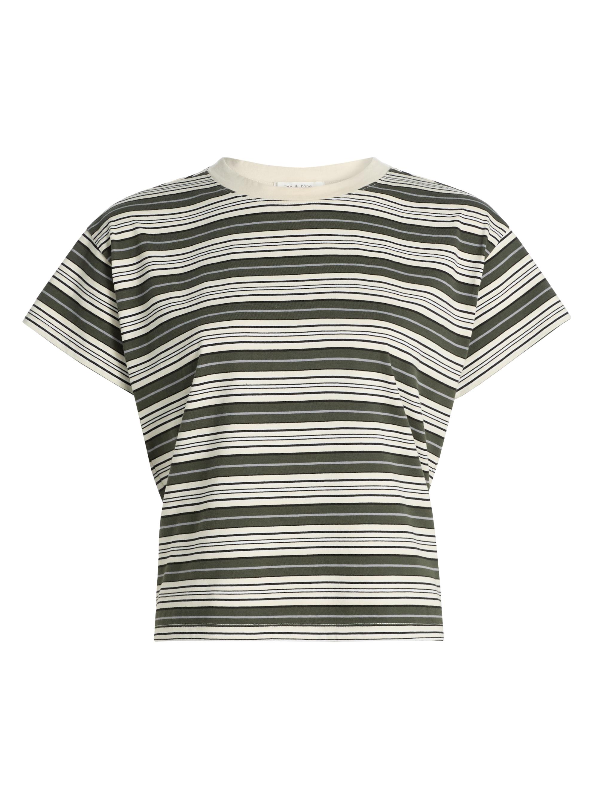rag & bone Women's Kelly Striped Cotton Boxy T-Shirt - Green Multi