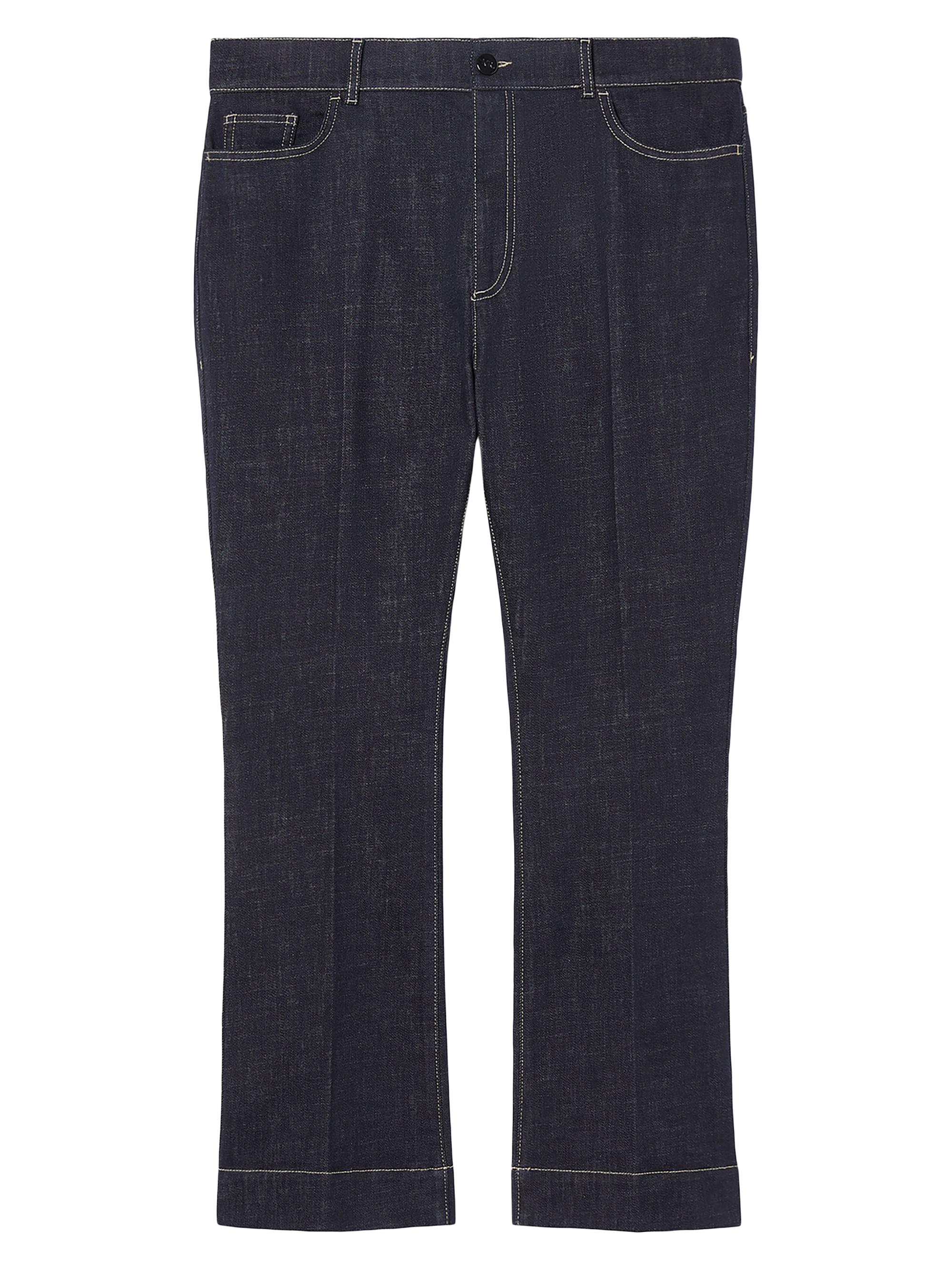 Marina Rinaldi Women's Flared Stretch Cotton Trousers - Midnight Blue