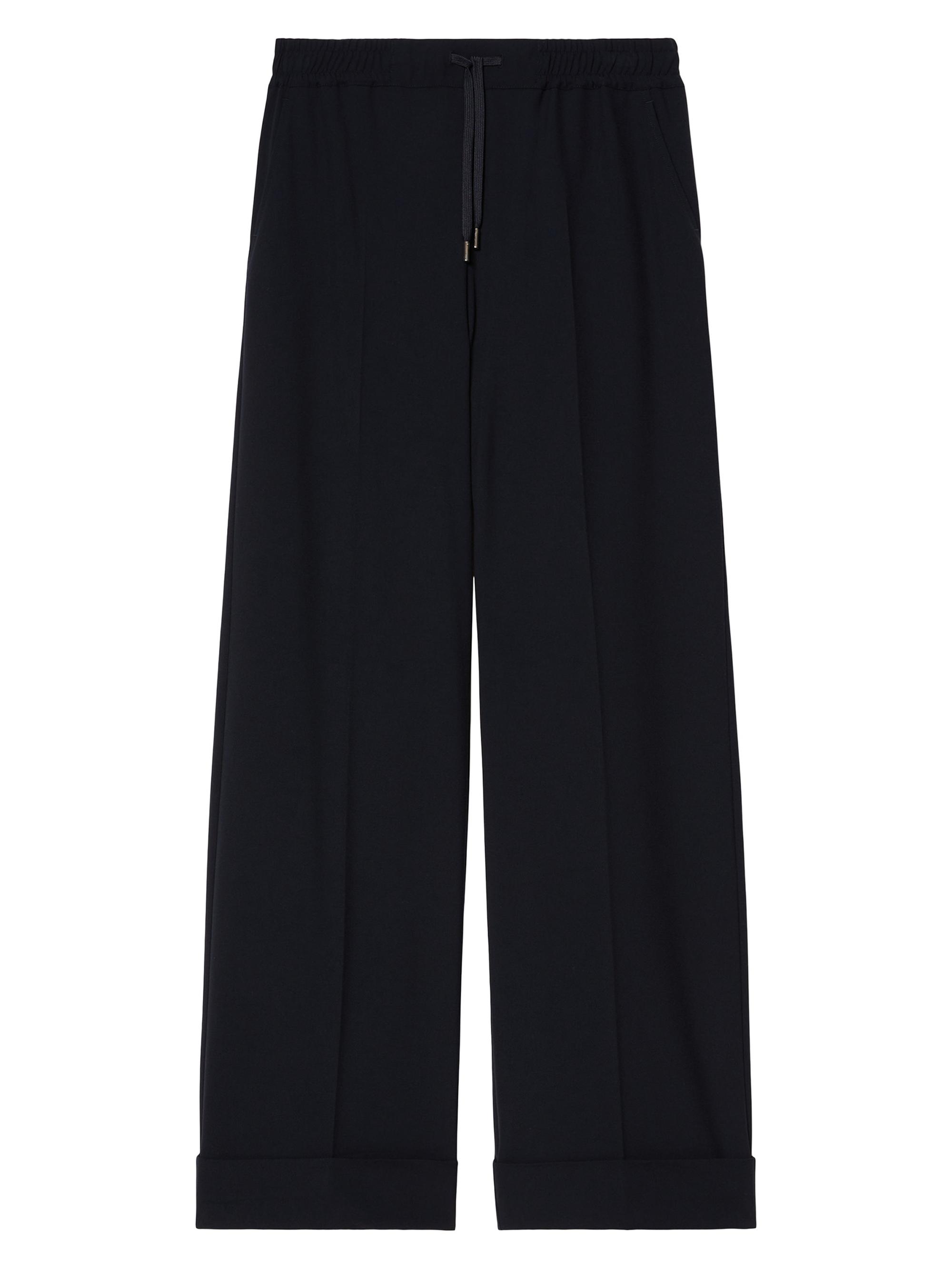 Marina Rinaldi Women's Stretch Canvas Wide Leg Trousers - Midnight Blue