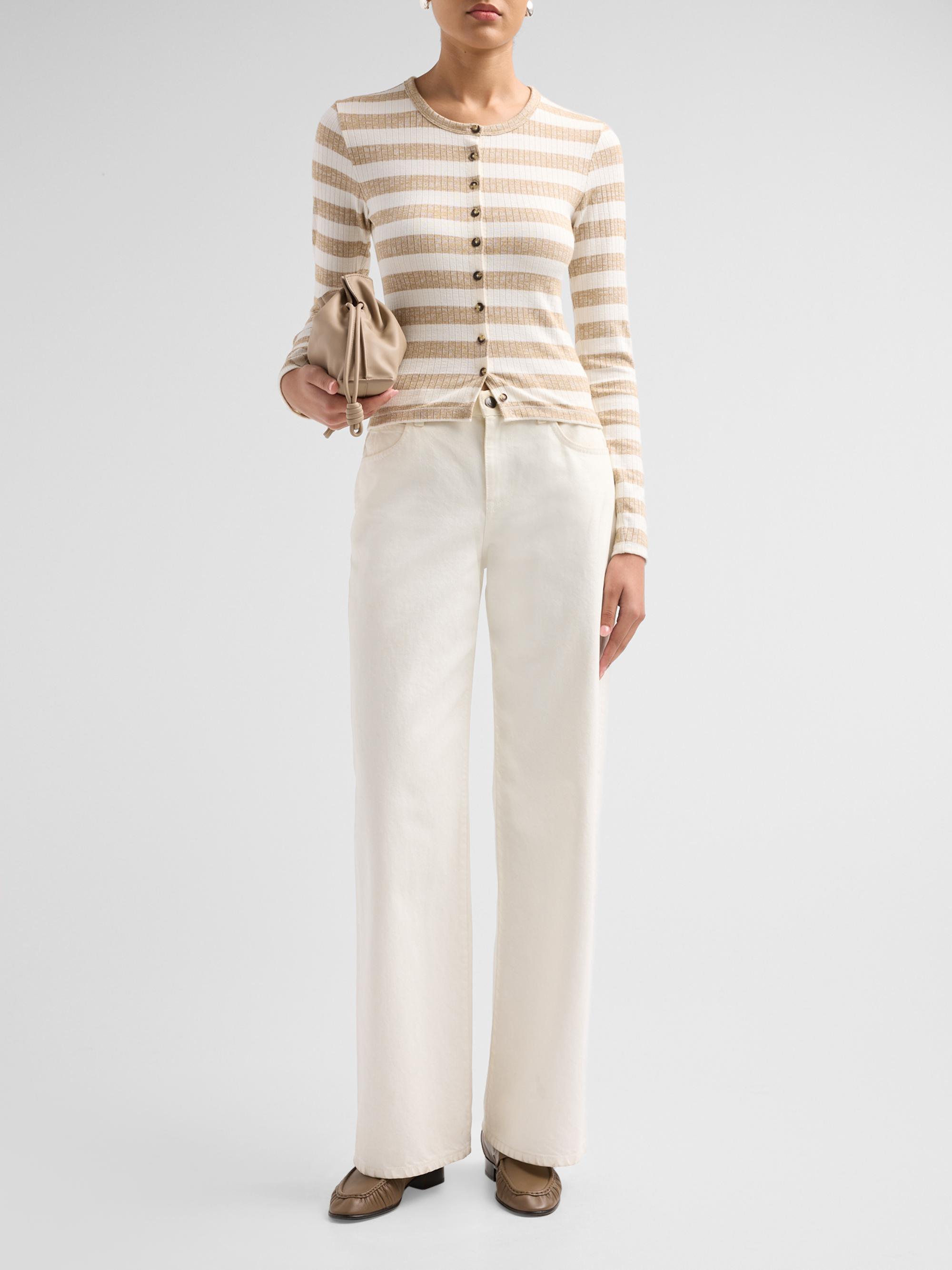 rag & bone Women's The Wide Striped Rib-Knit Cardigan - Toffee | Thumbnail 2