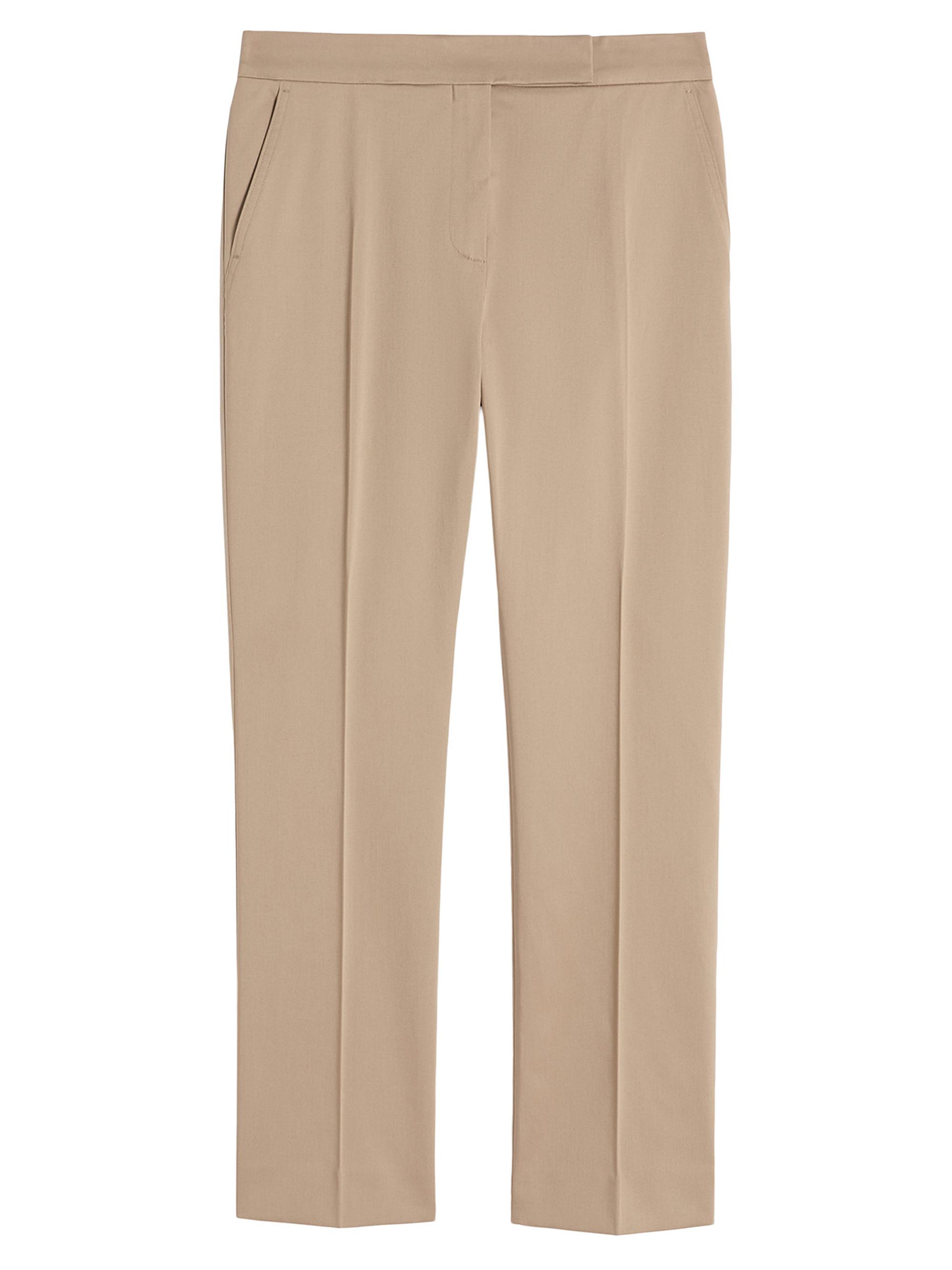 Max Mara Women's Slim Fit Cotton Satin Trousers - Kaki