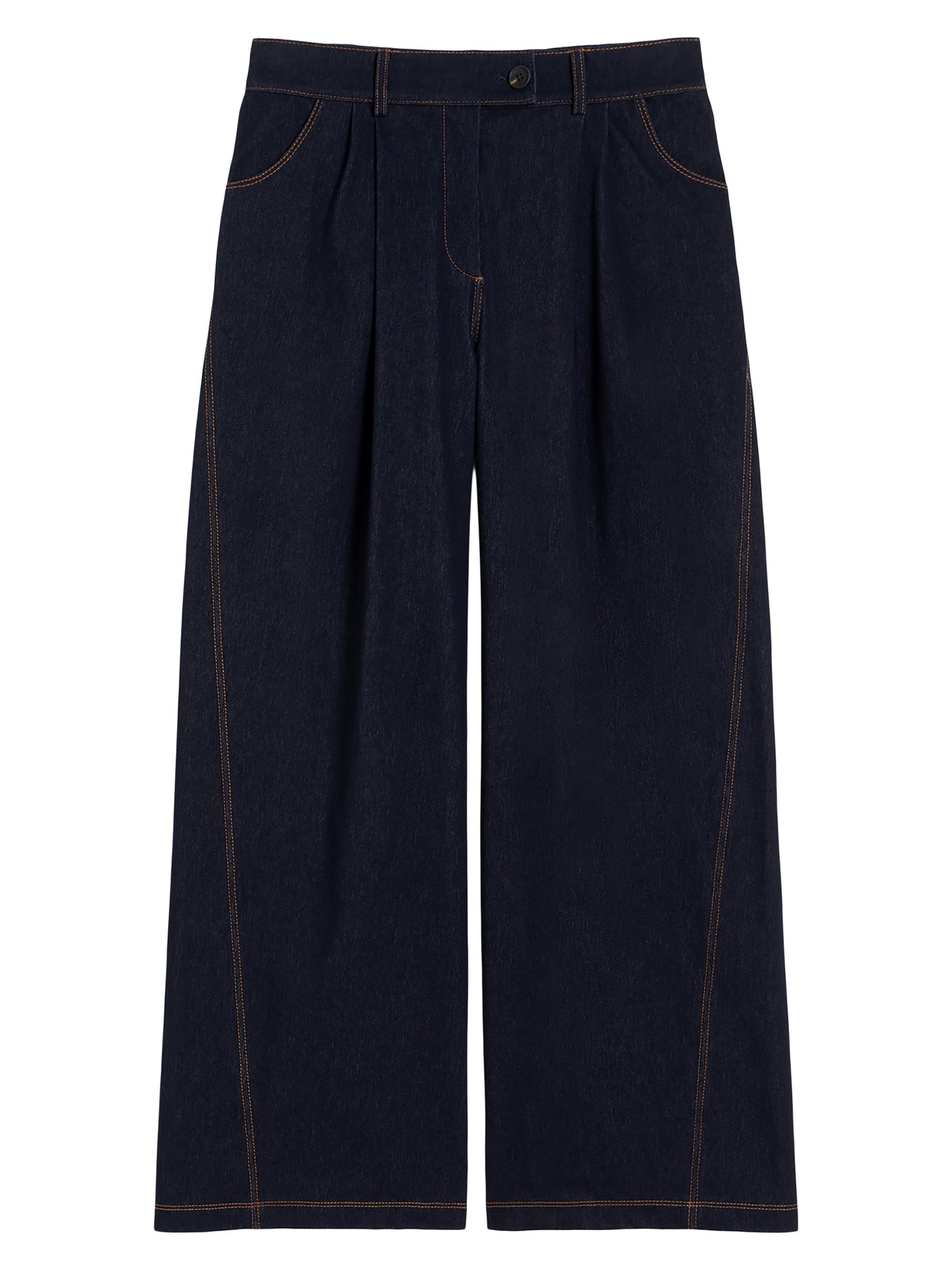 MM Max Mara Women's Straight Fit Denim Look Trousers - Midnightblue